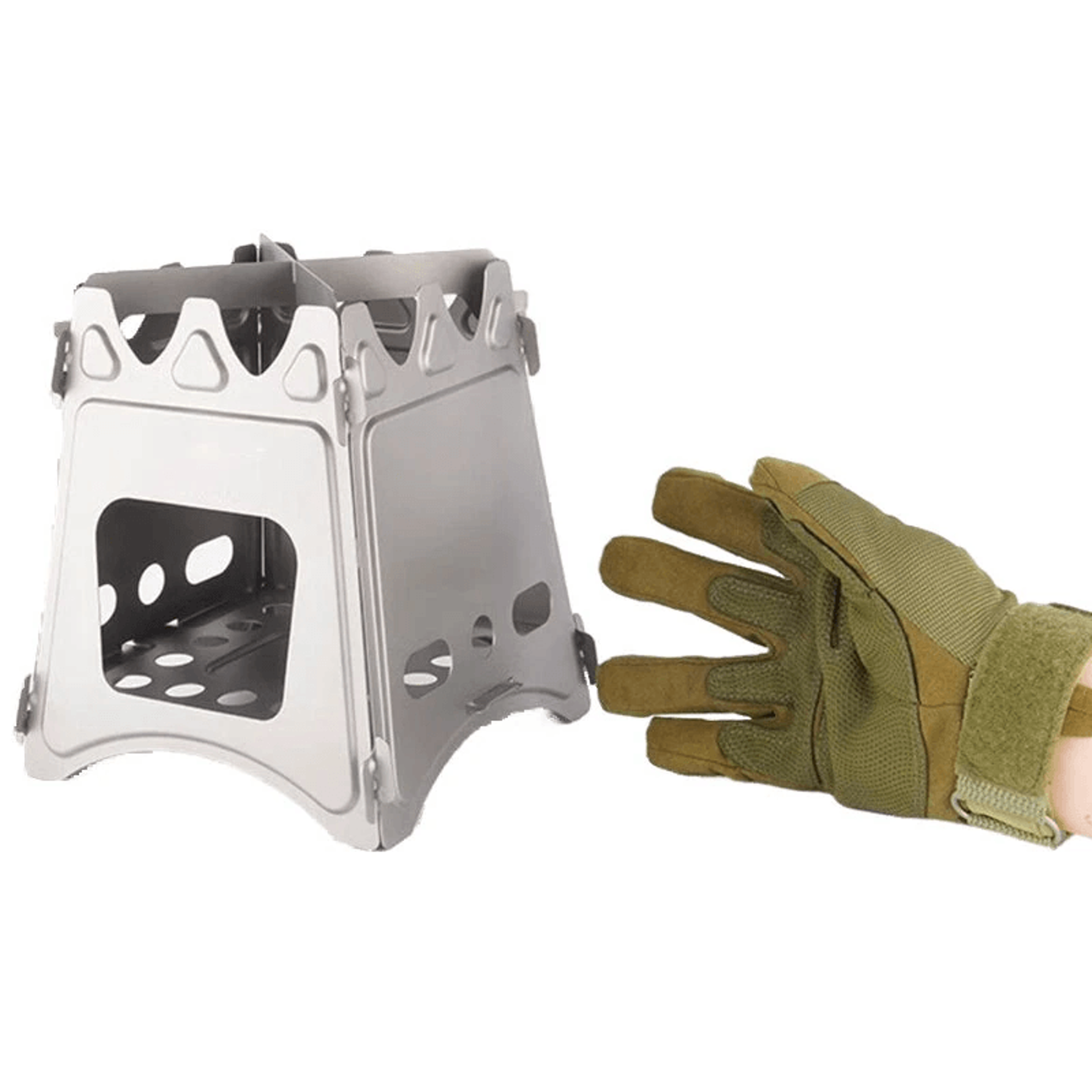 titanium folding wood stove portable camping stove and bbq grill
