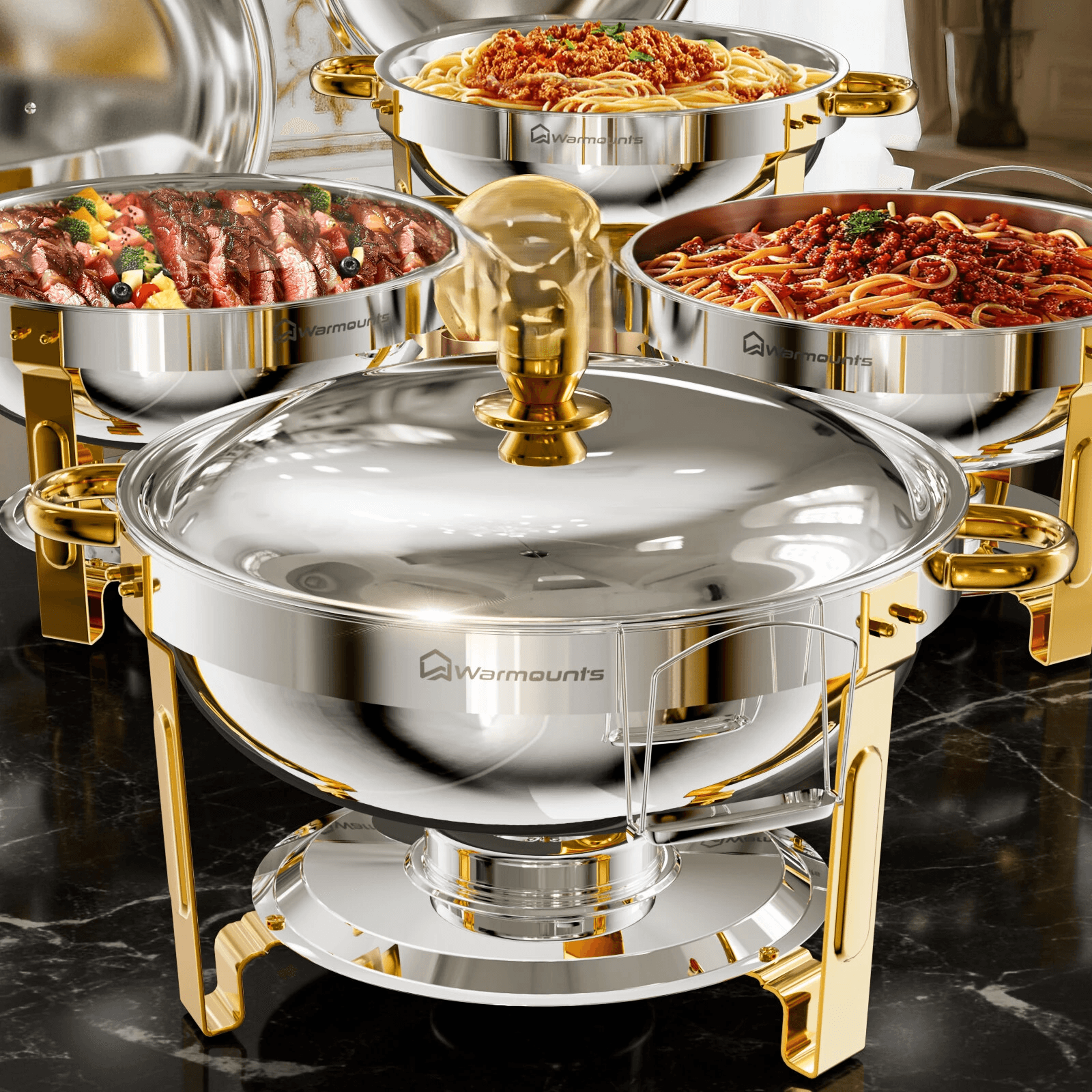 chafing dish buffet set stainless steel food warmers with gold accents