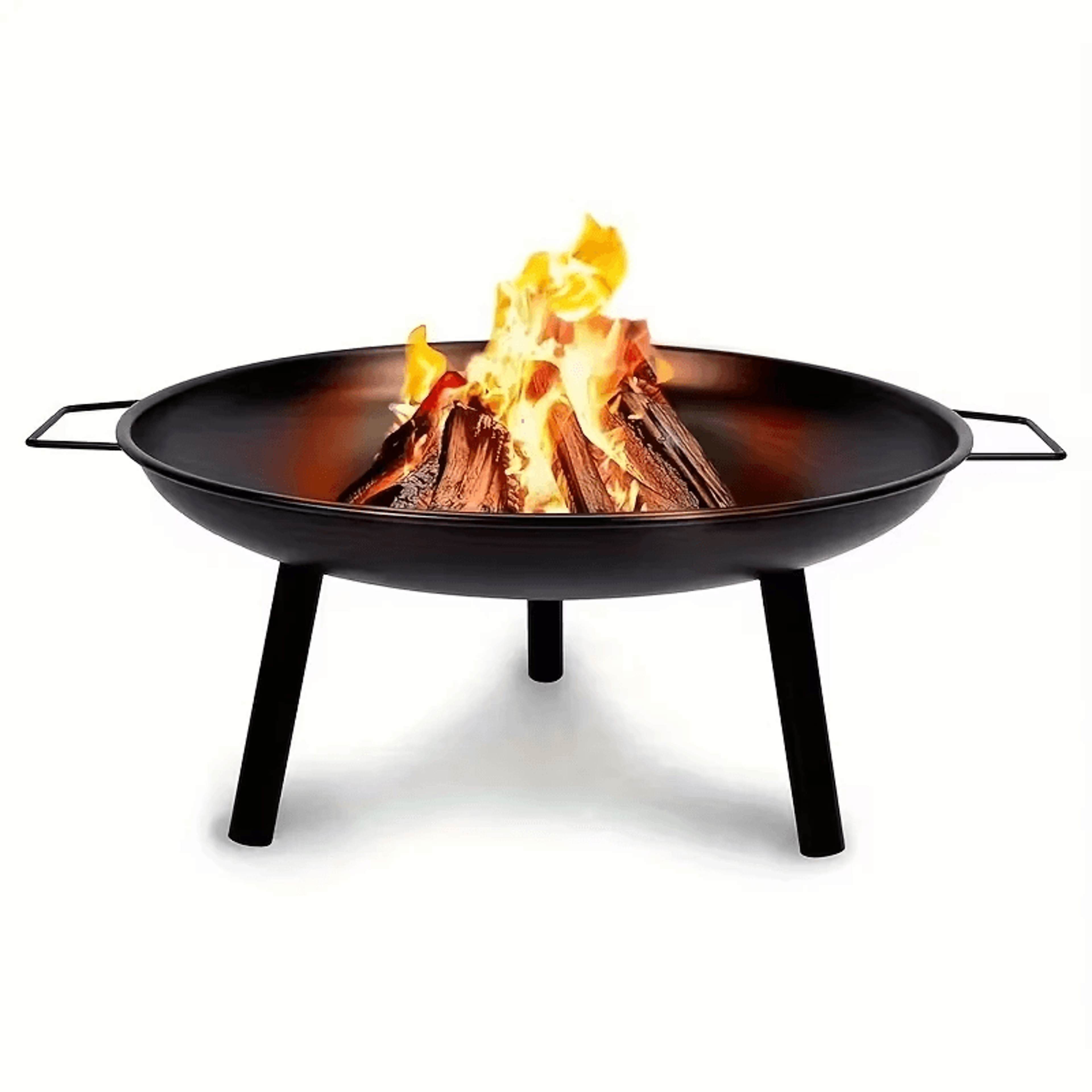 portable round fire pit grill for wood and charcoal outdoor heating and cooking