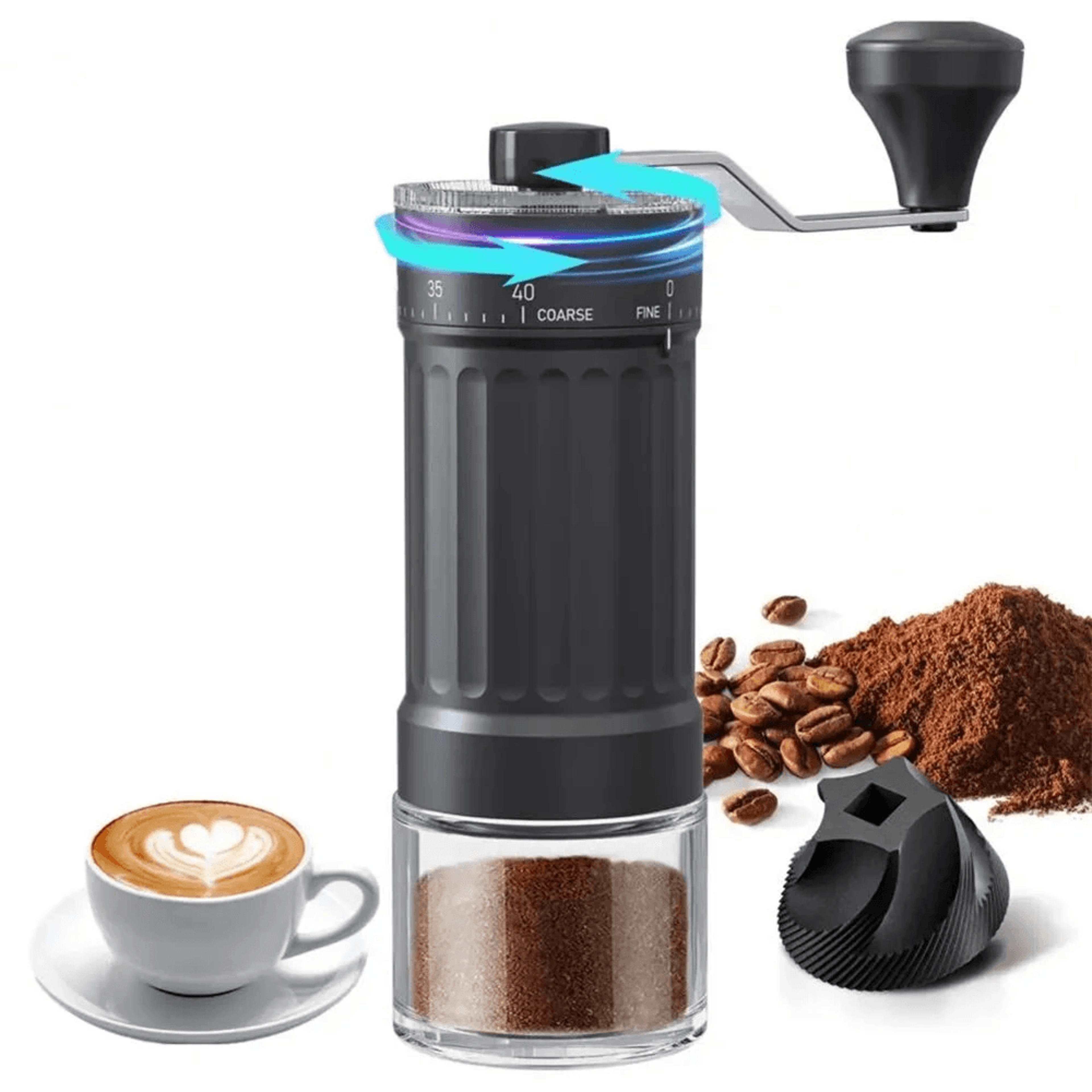 portable manual coffee grinder with ceramic burr hand crank