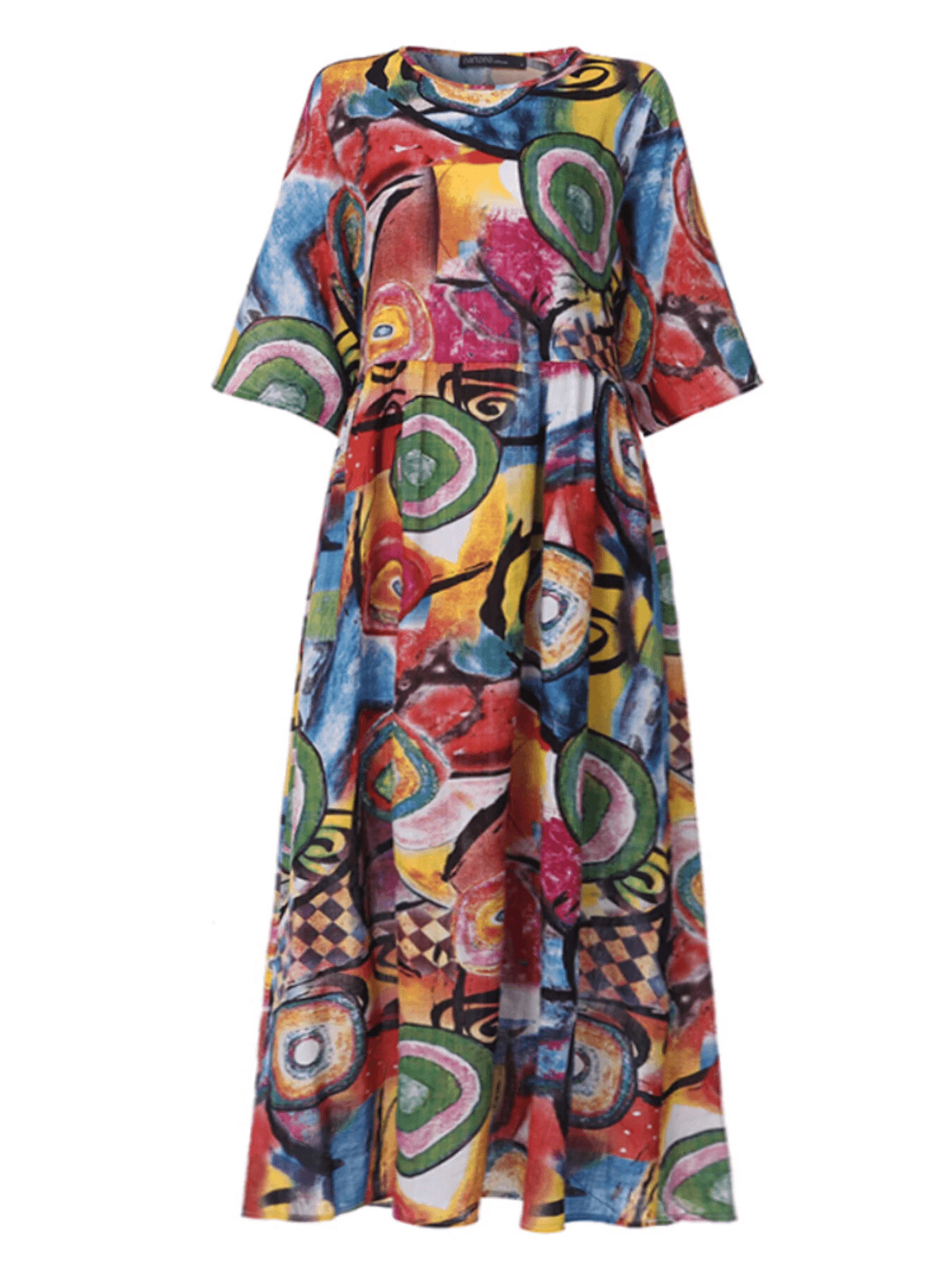 retro graffiti print maxi dress loose fit casual beach dress