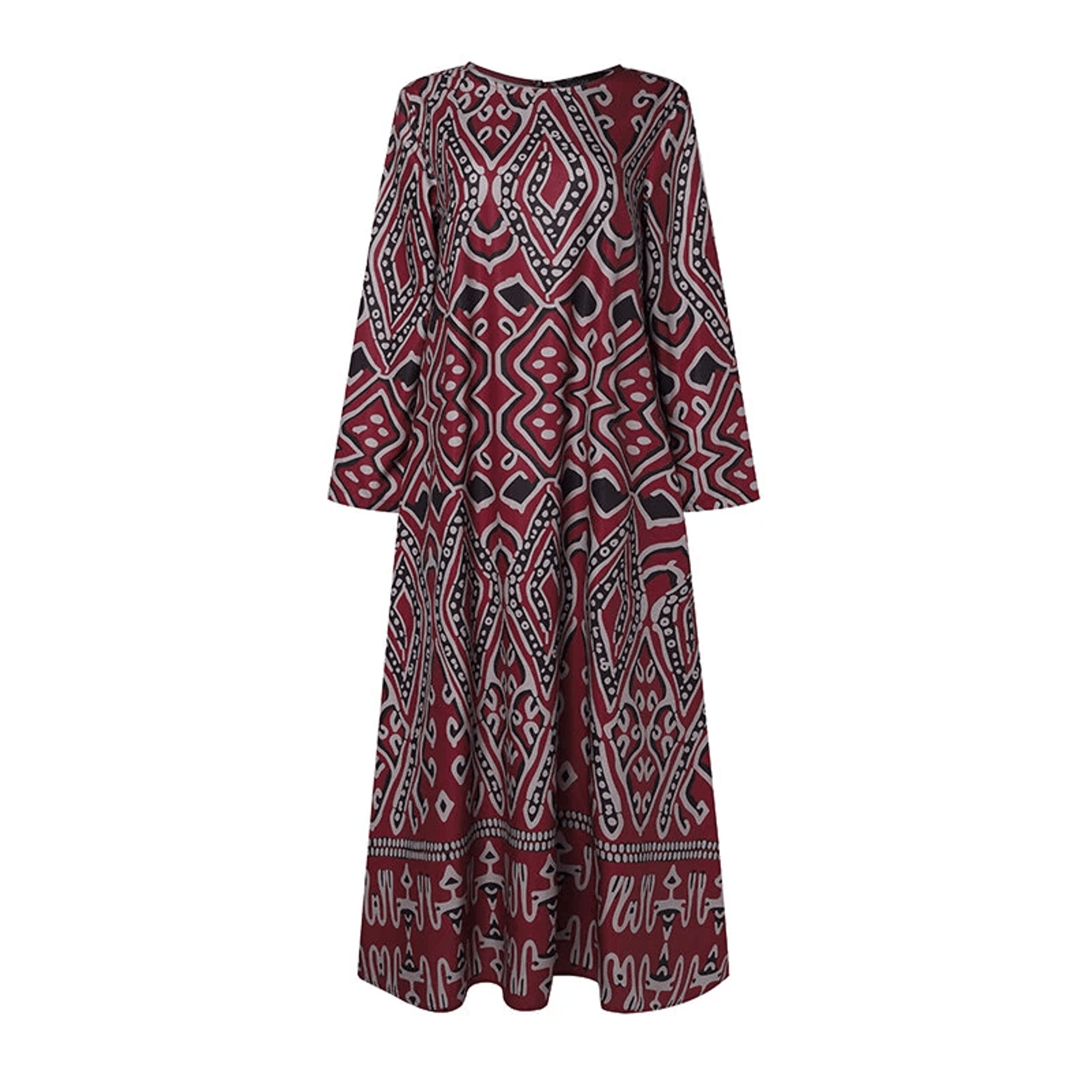 vintage floral ethnic maxi dress long sleeve casual holiday dress