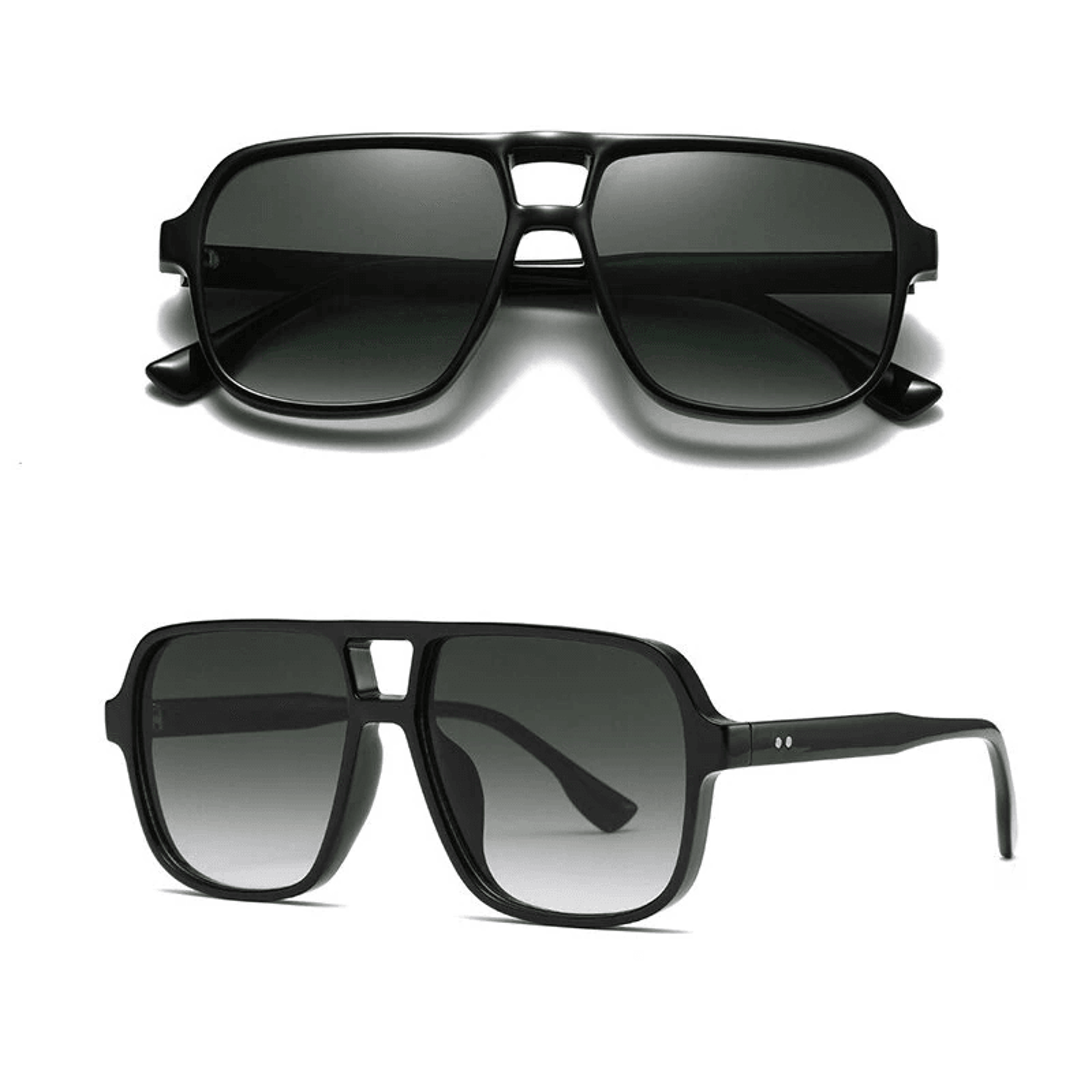 square double bridge pilot sunglasses with protection for men and women
