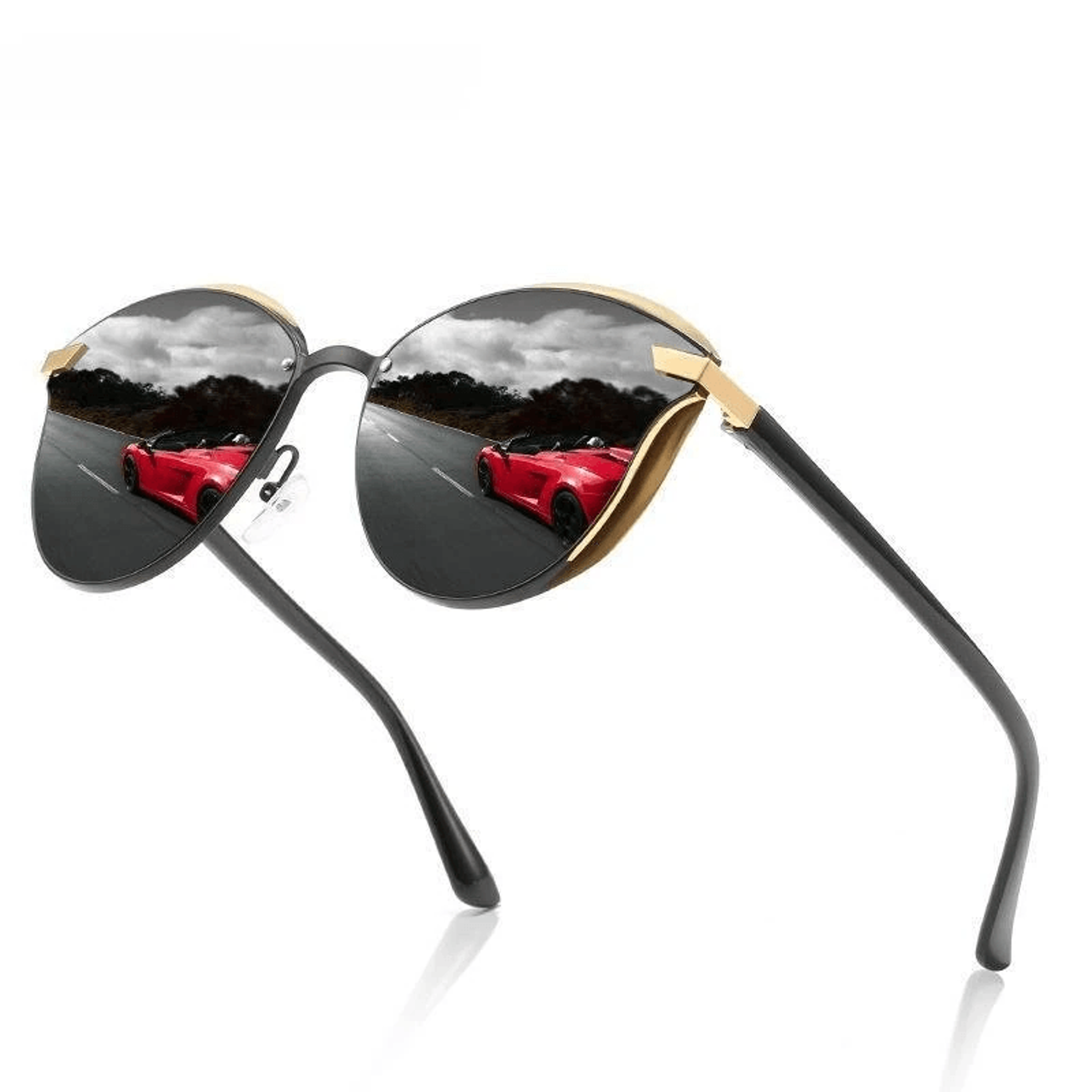 men's polarized cat eye sunglasses retro metal eyewear