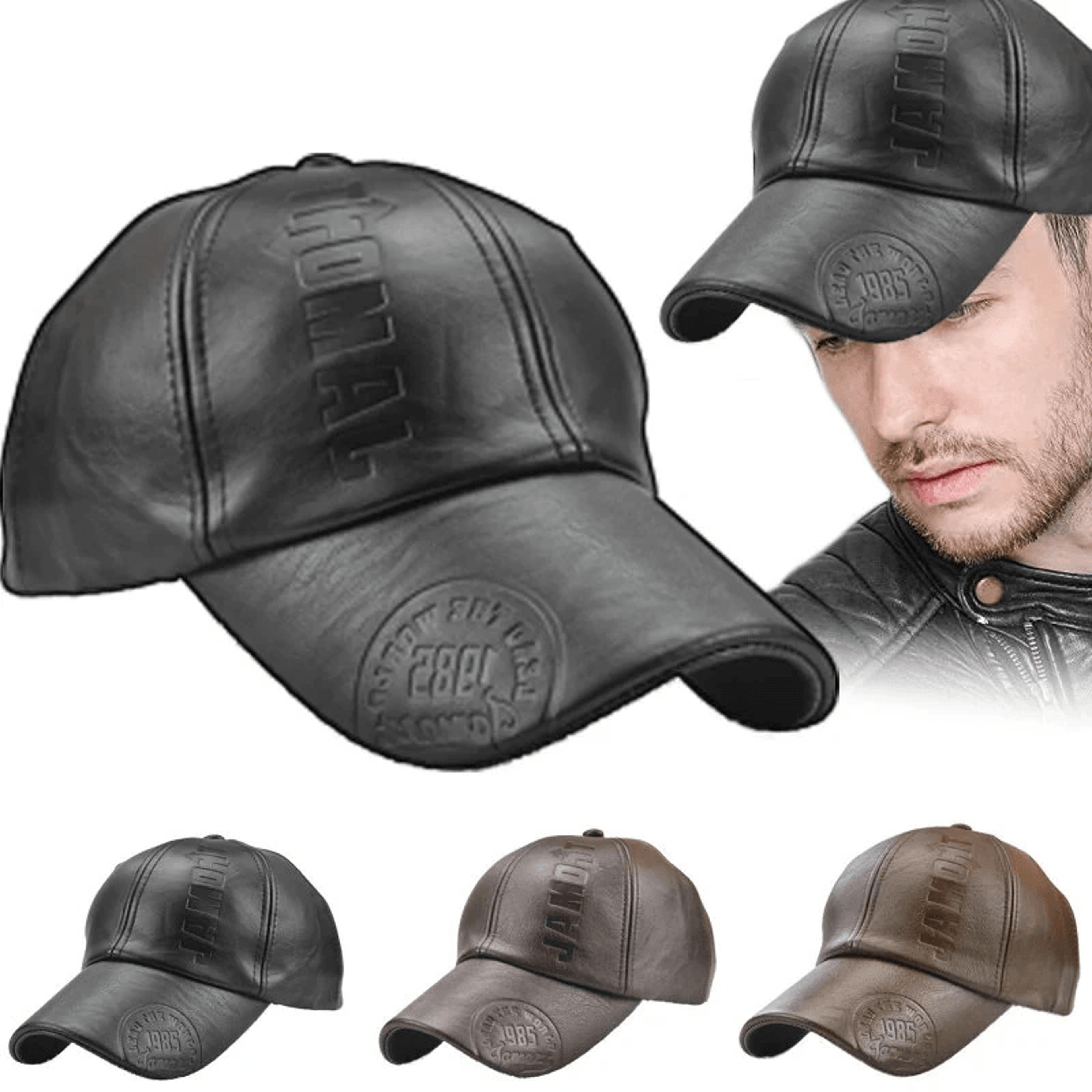 pu leather baseball cap adjustable unisex embossed sun visor hat