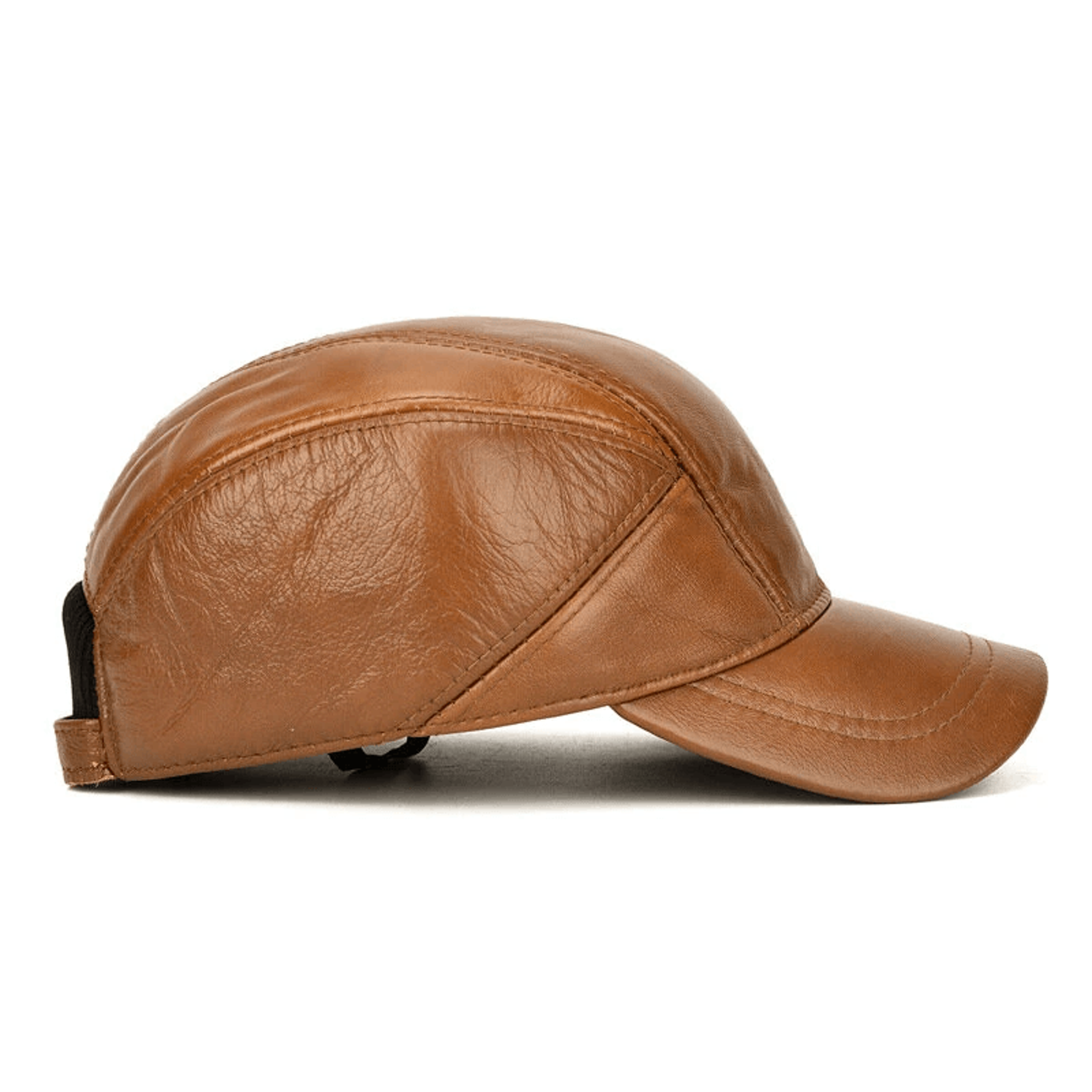 men's genuine leather baseball cap with hidden ear flaps winter warm outdoor hat