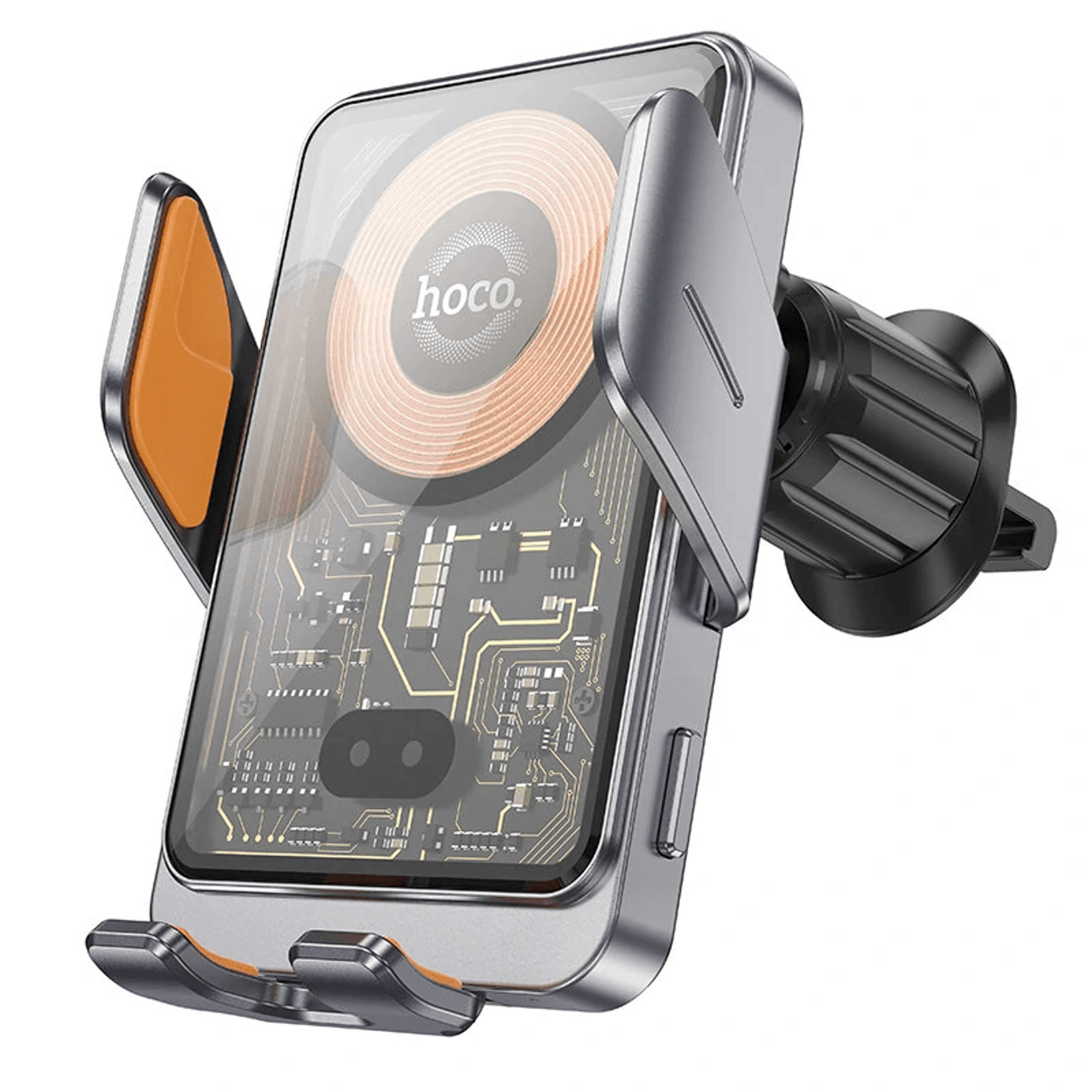 fast wireless car charger with auto clamping phone mount