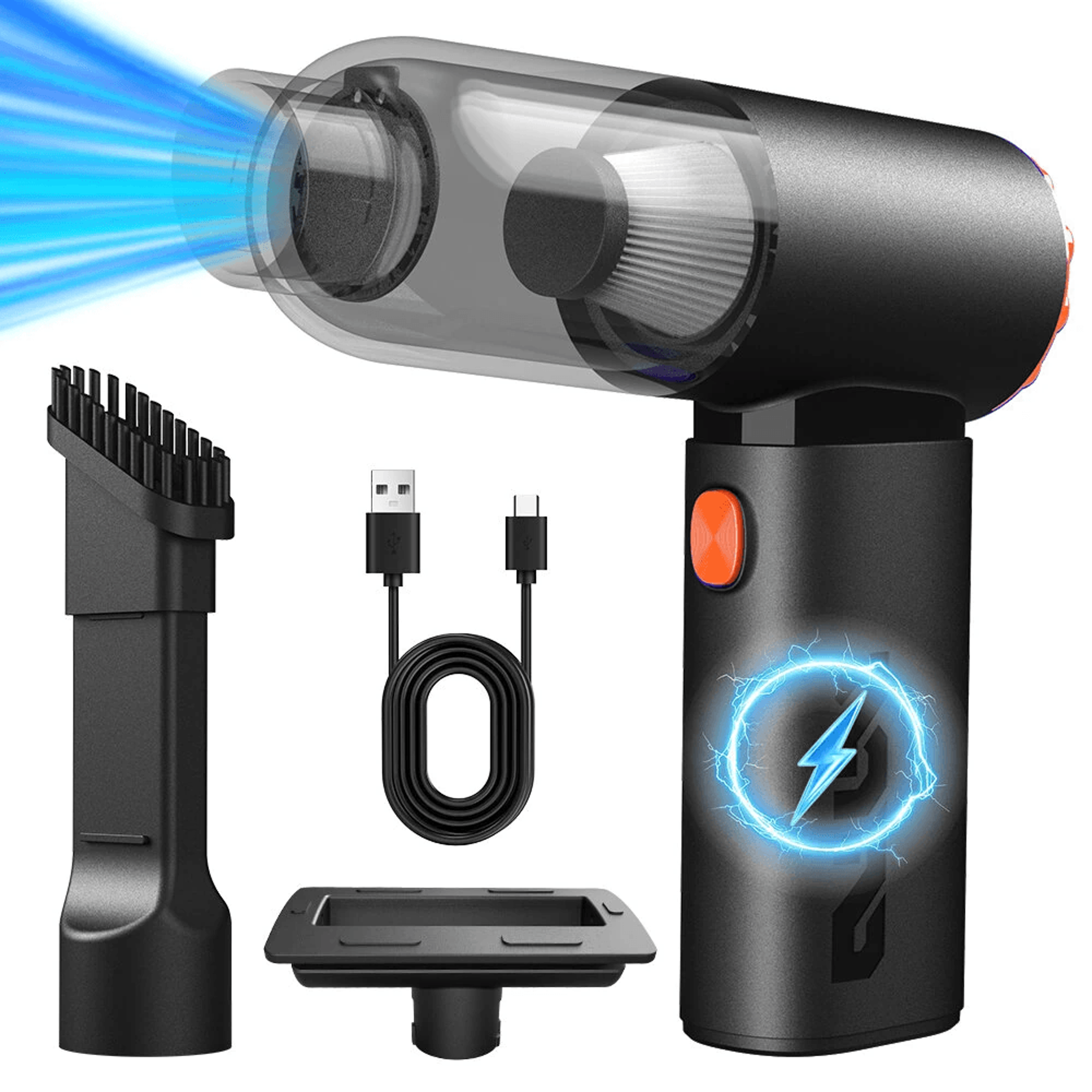 portable cordless car vacuum with suction and washable hepa filter