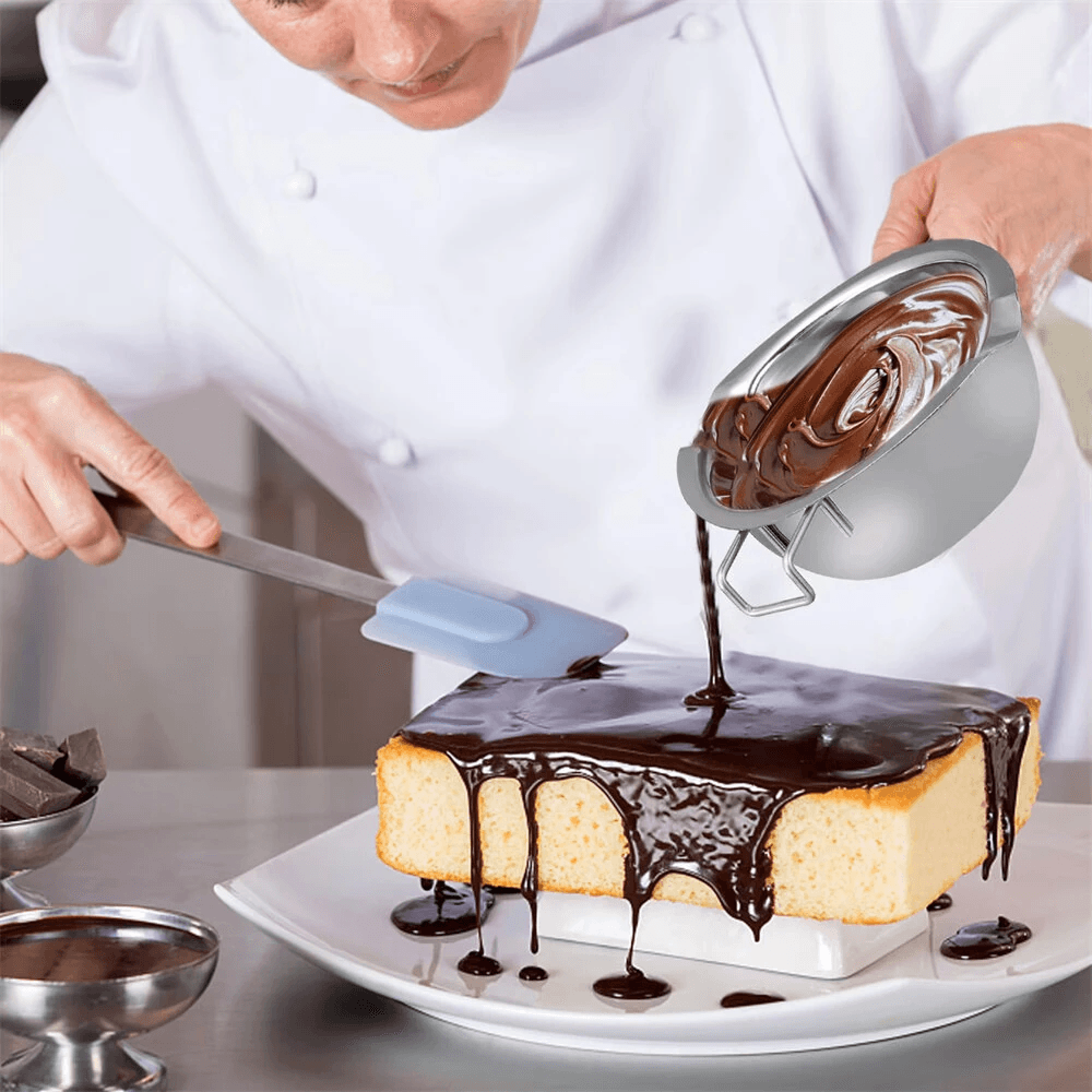 stainless steel double boiler set for chocolate cheese and sauce melting