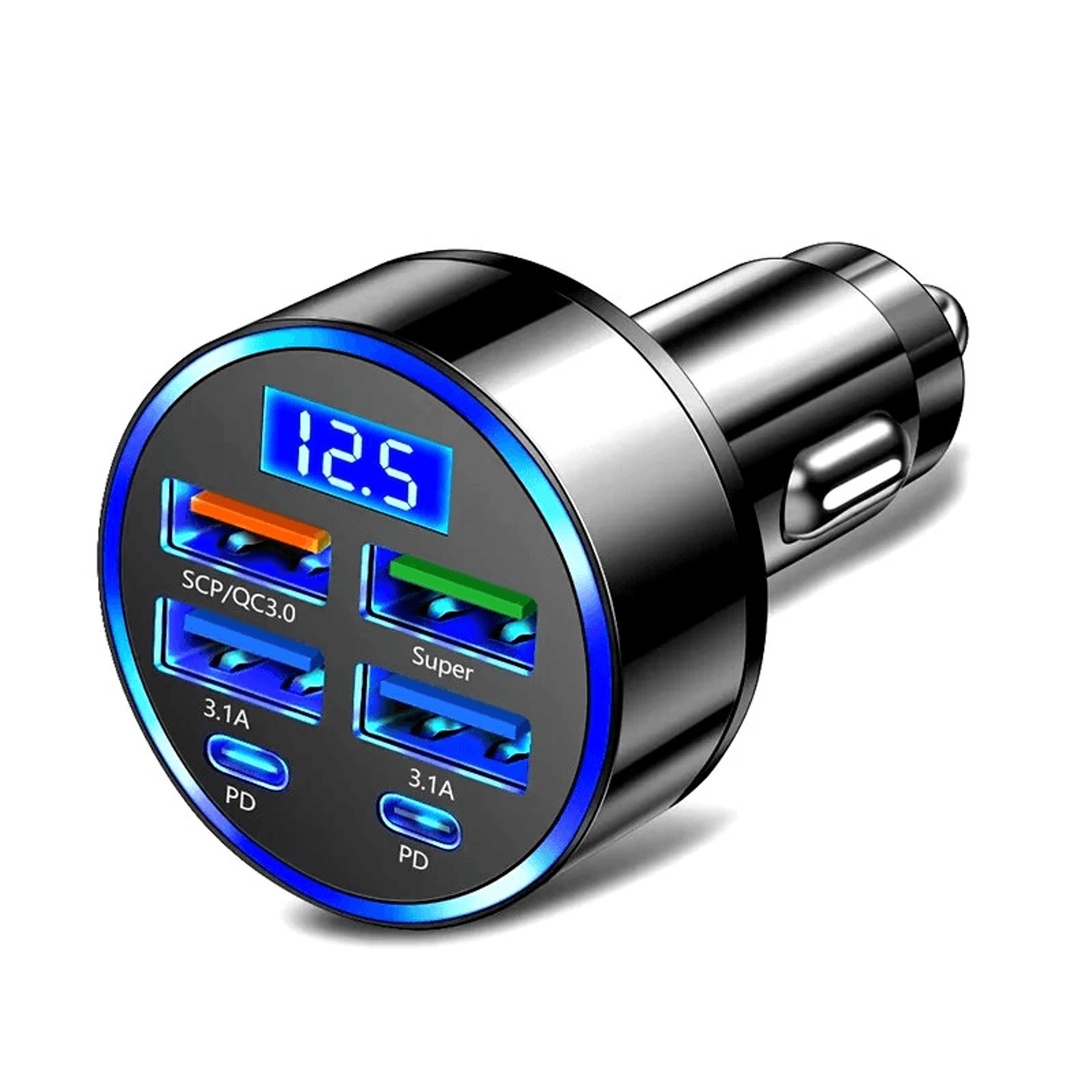 port usb pd car charger adapter with usb a and usb c fast charging ports