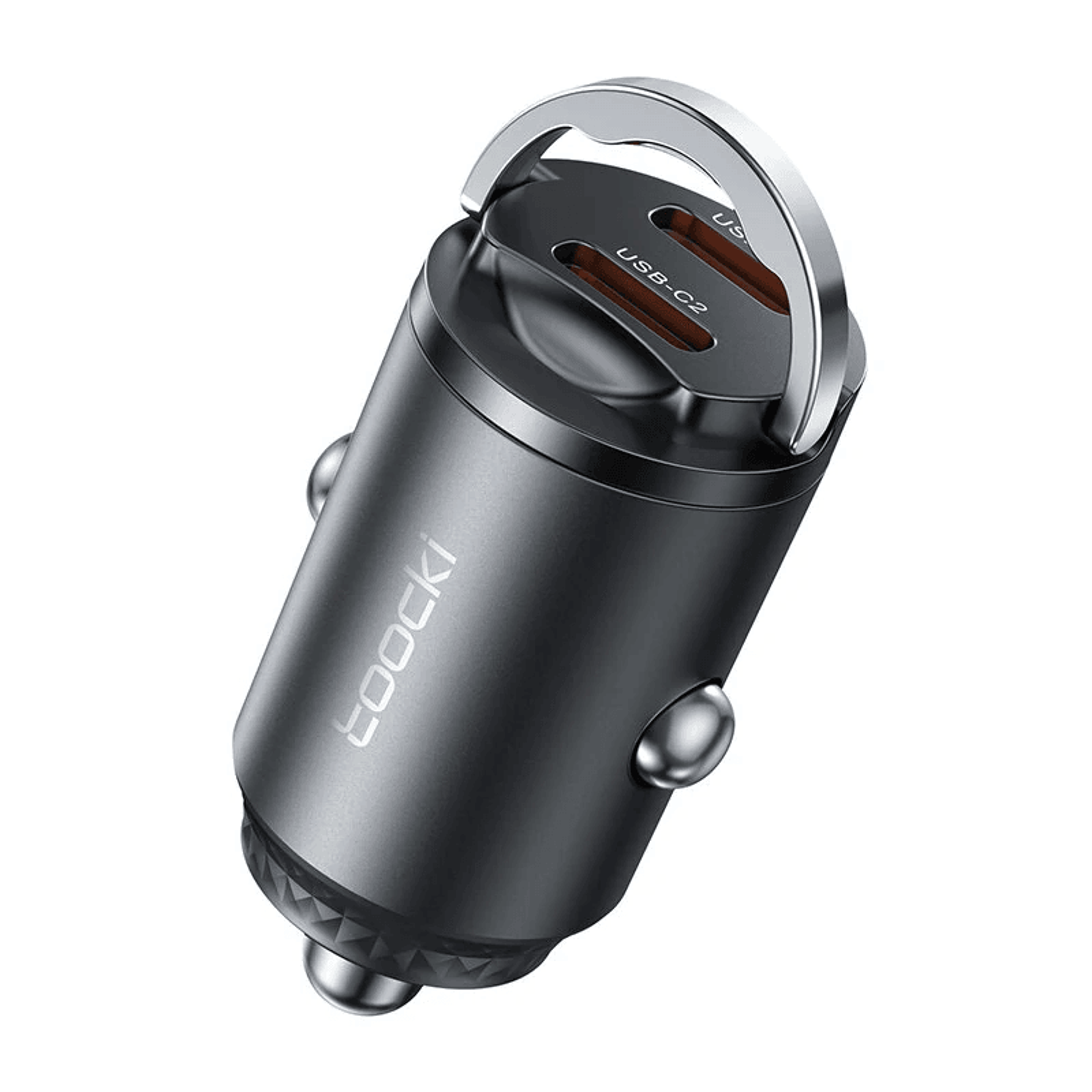dual usb c car charger adapter with fast charging and pulling ring design