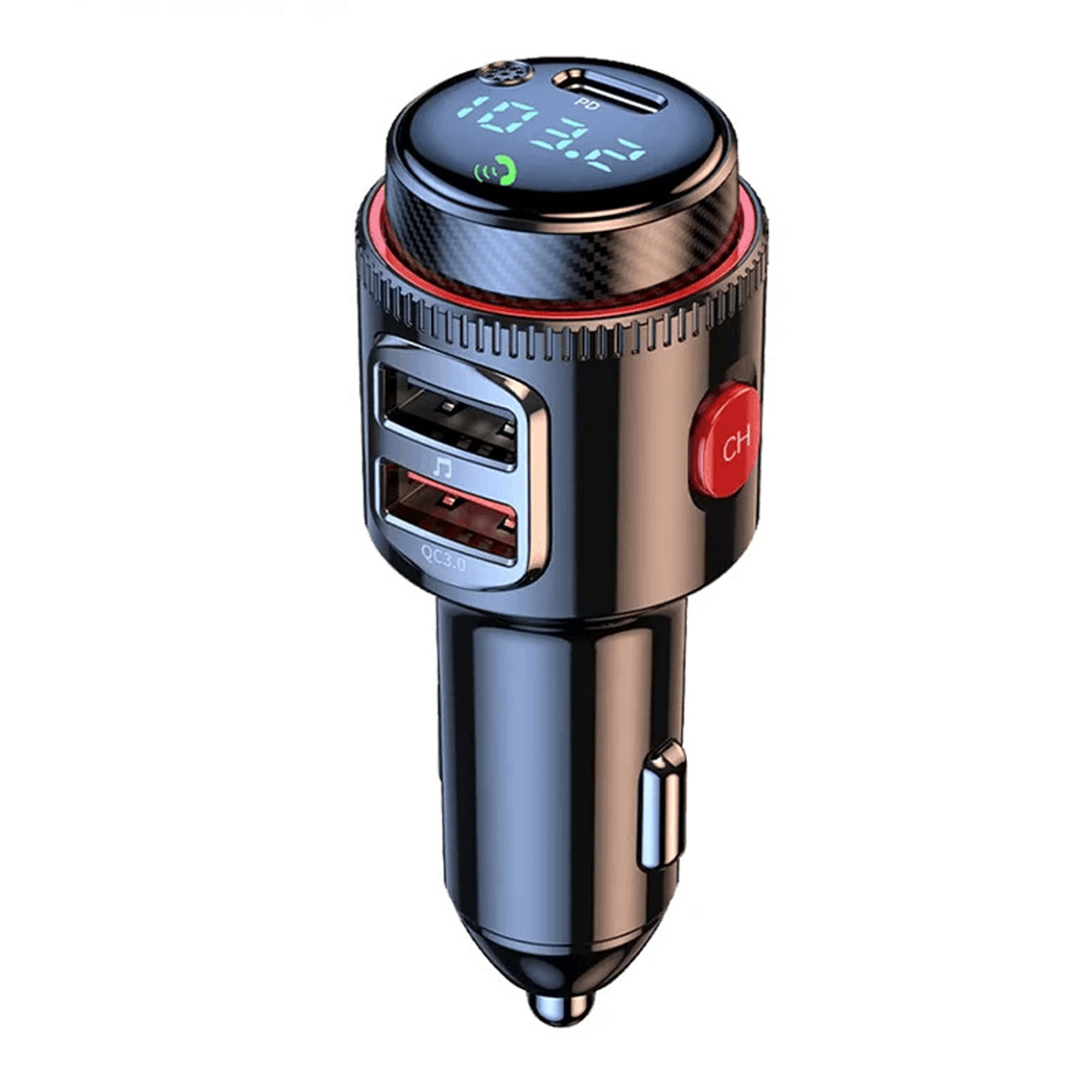 bluetooth fm transmitter car charger with pd fast charging and digital display