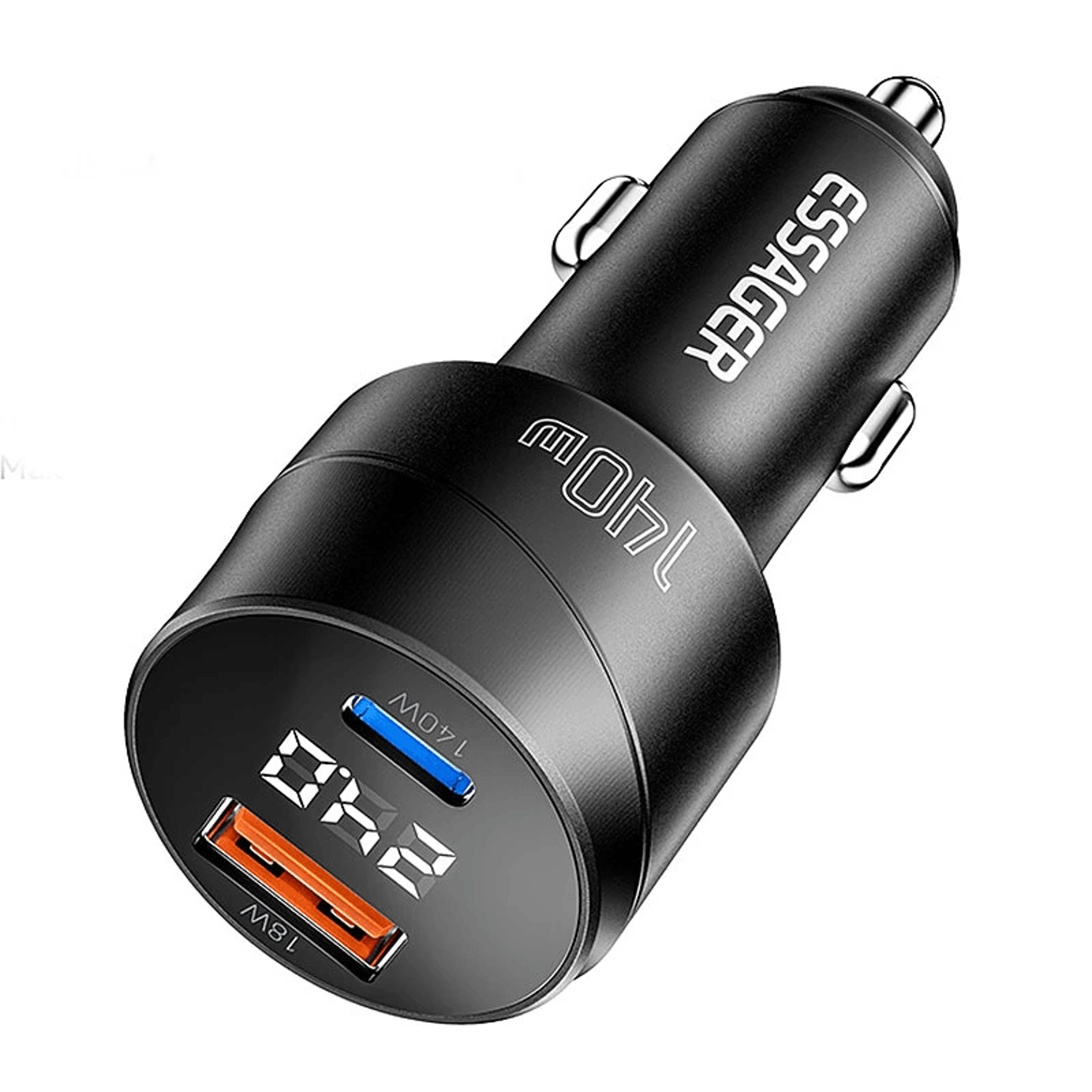 dual port usb car charger with digital display pd fast charging
