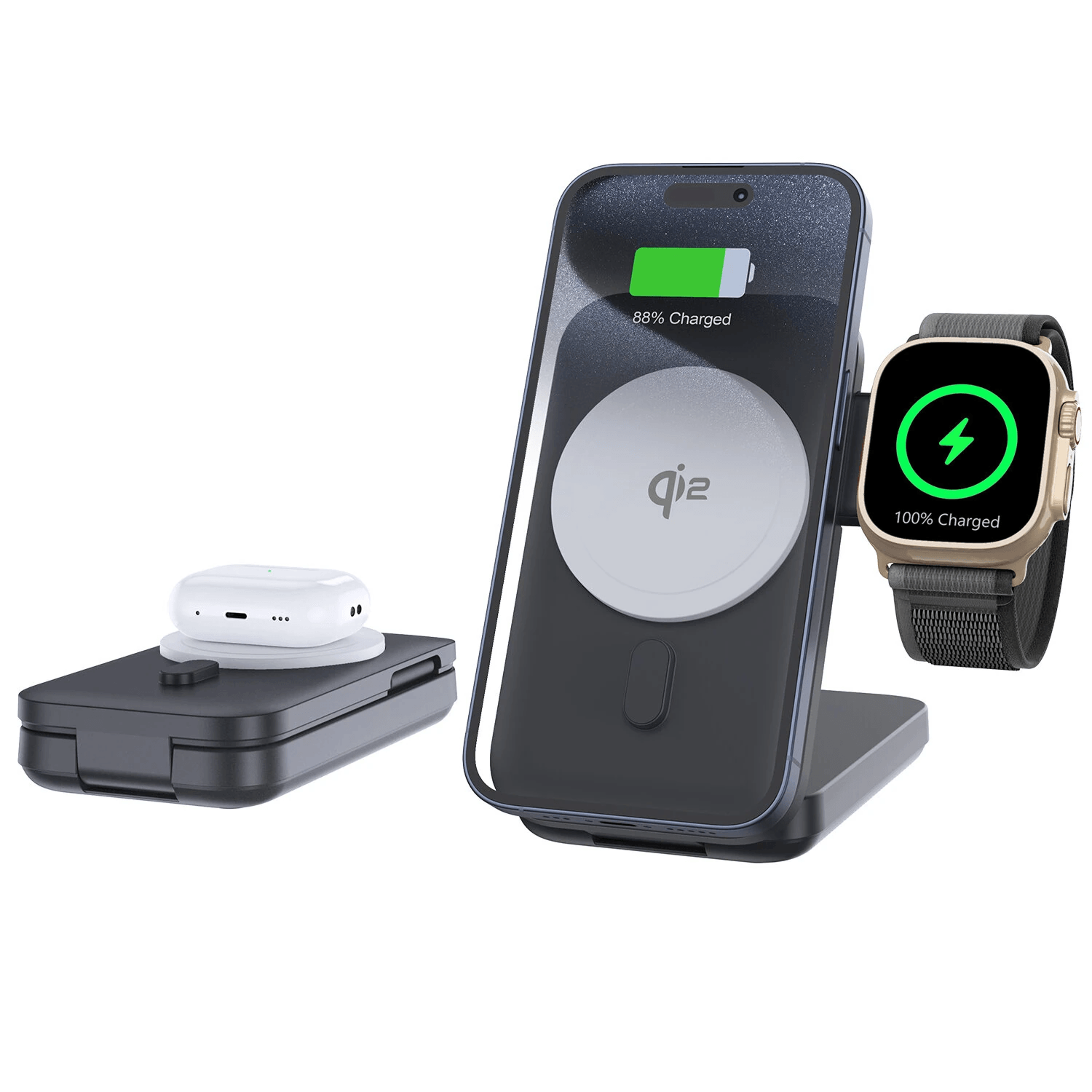 foldable magnetic wireless charger power bank with certified fast charging