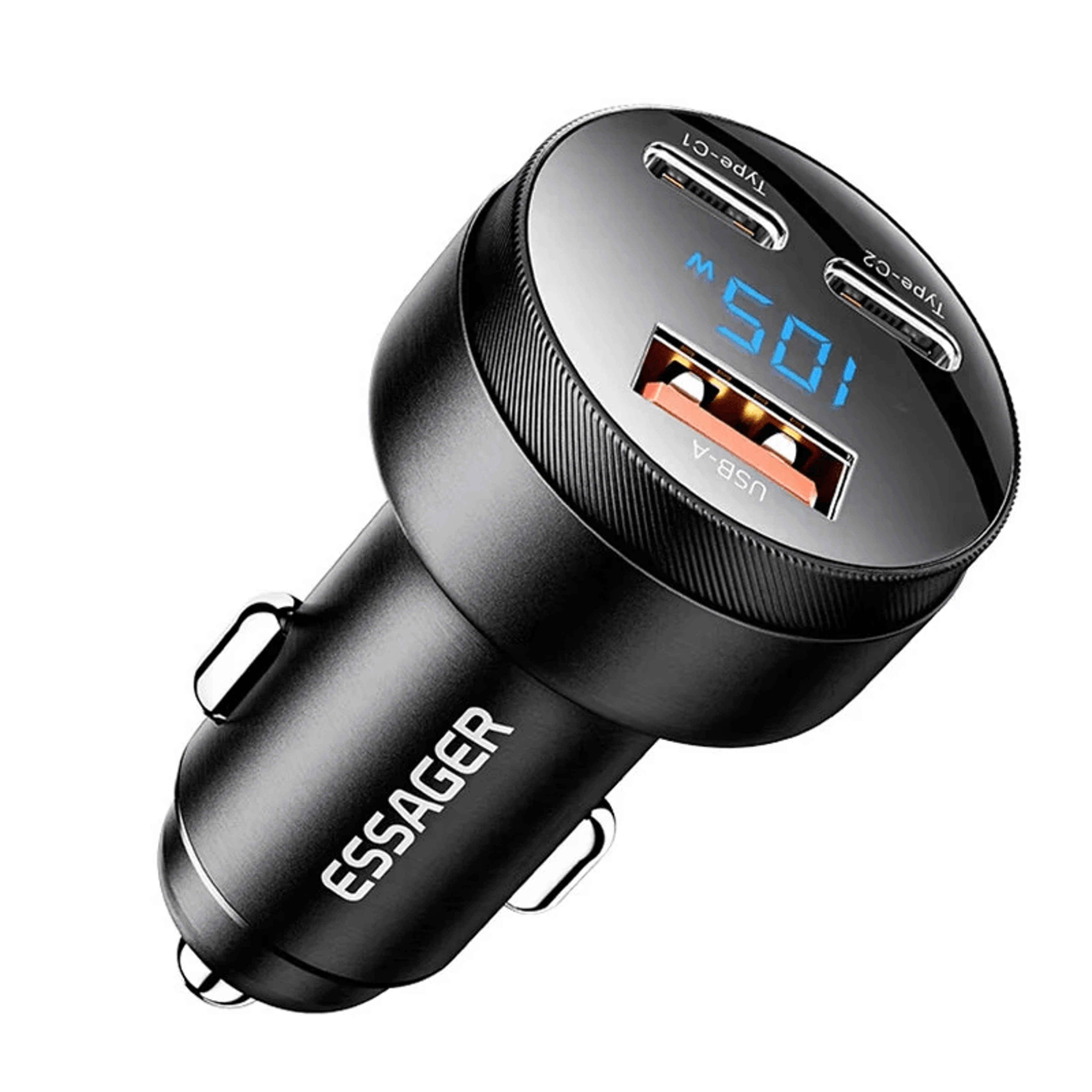 port usb c car charger adapter with digital display pd fast charging