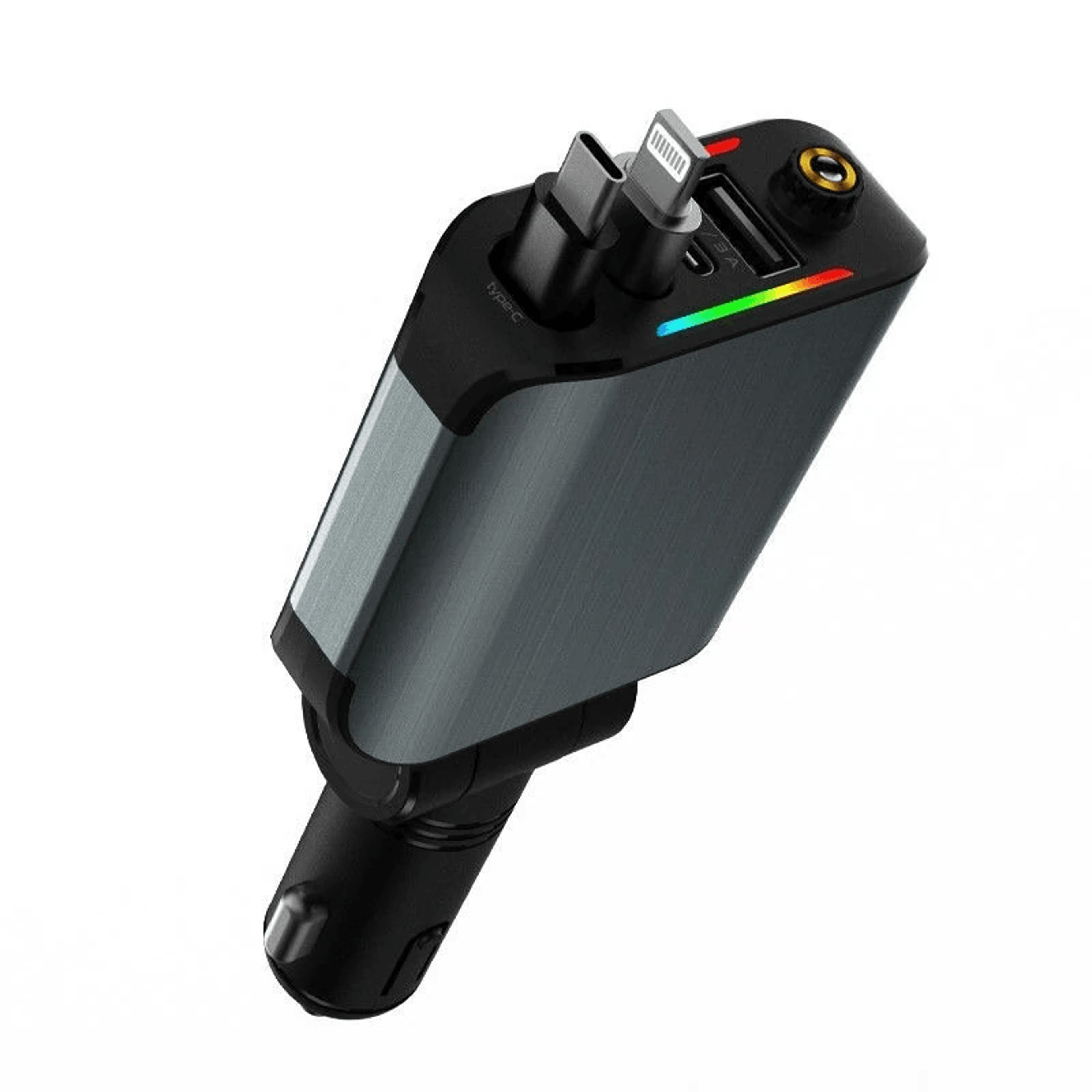retractable car charger adapter with usb a usb c and adjustable connector