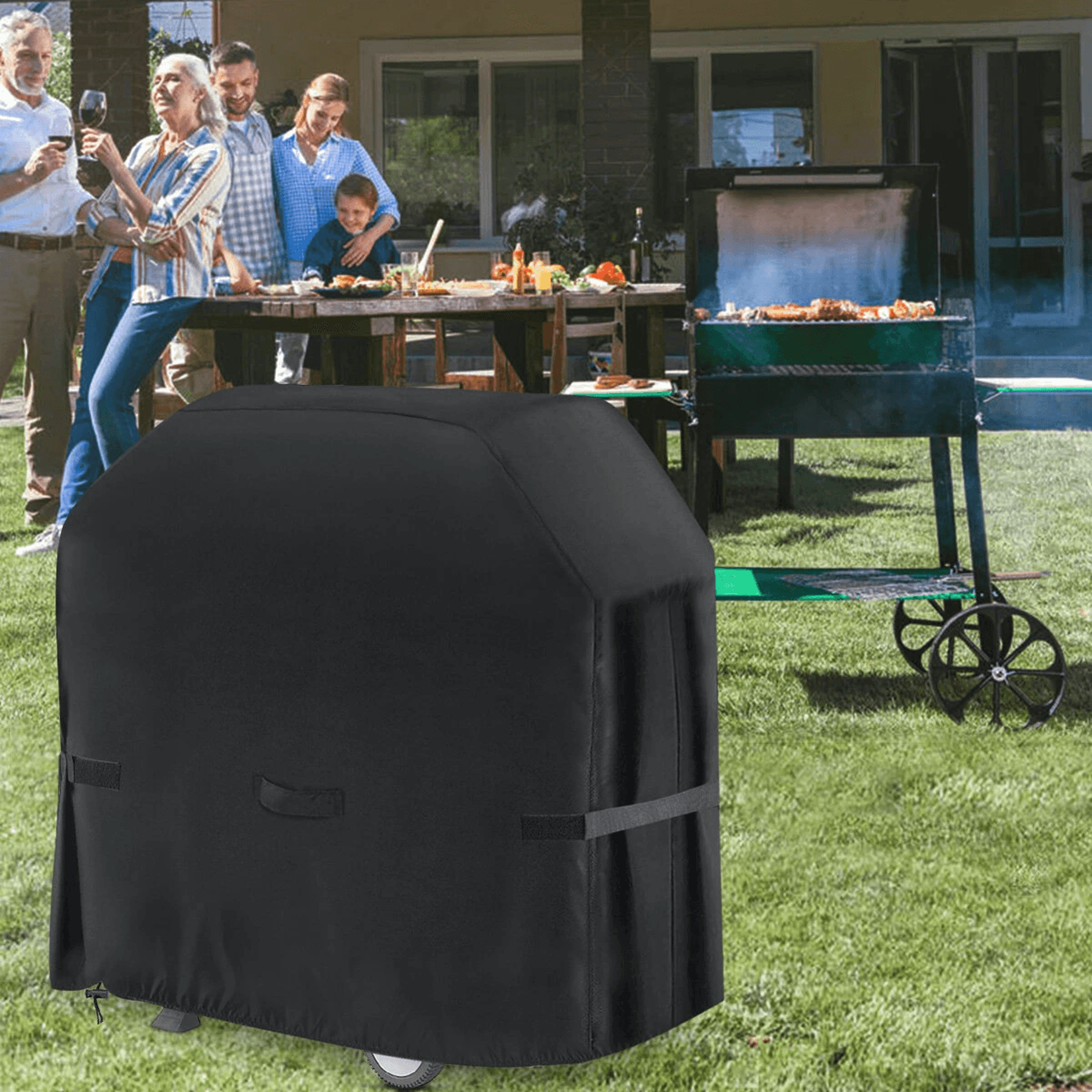 heavy duty waterproof grill cover with handle straps and storage bag