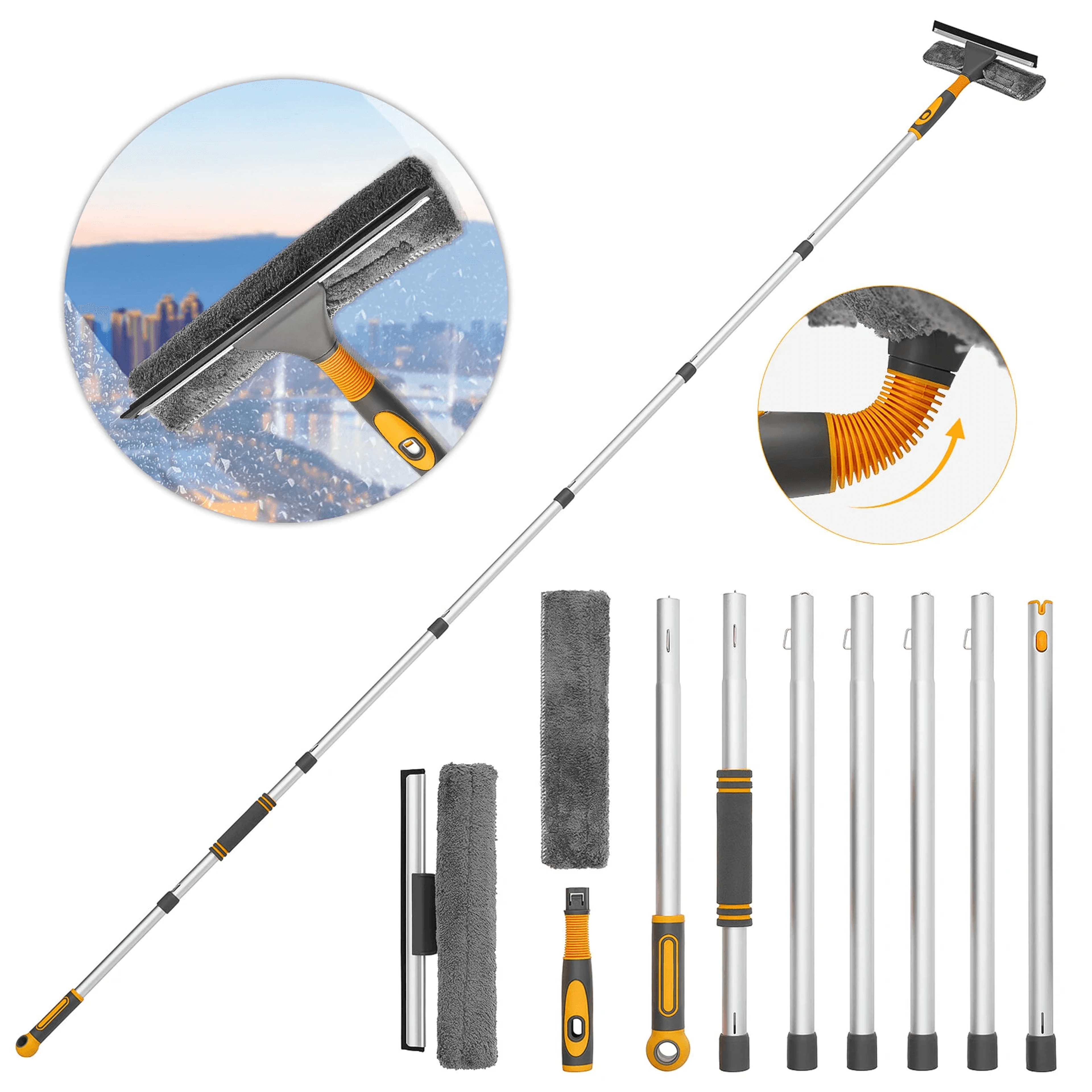professional window squeegee cleaner in telescopic pole glass cleaning tool