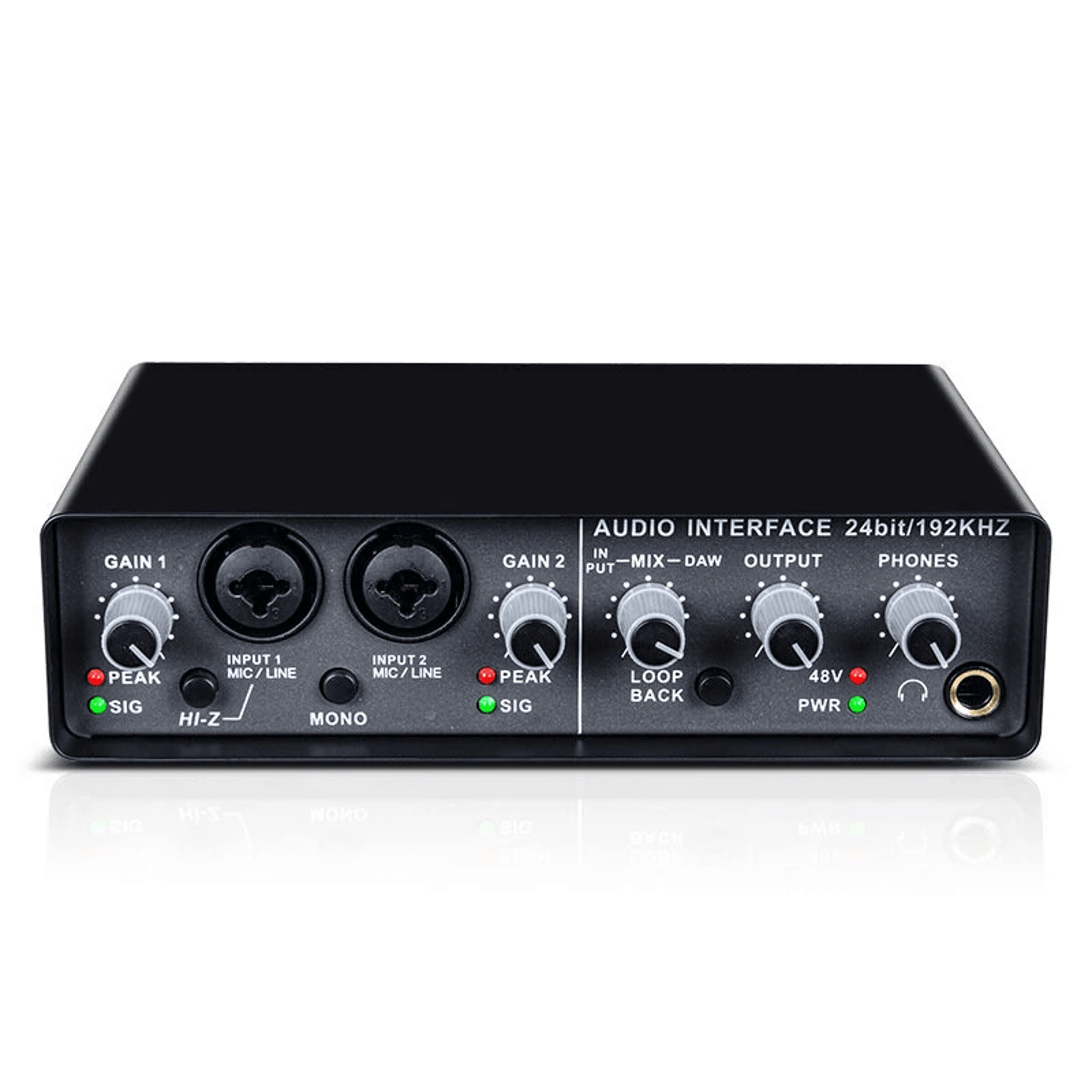 external usb audio interface bit with phantom power and loopback
