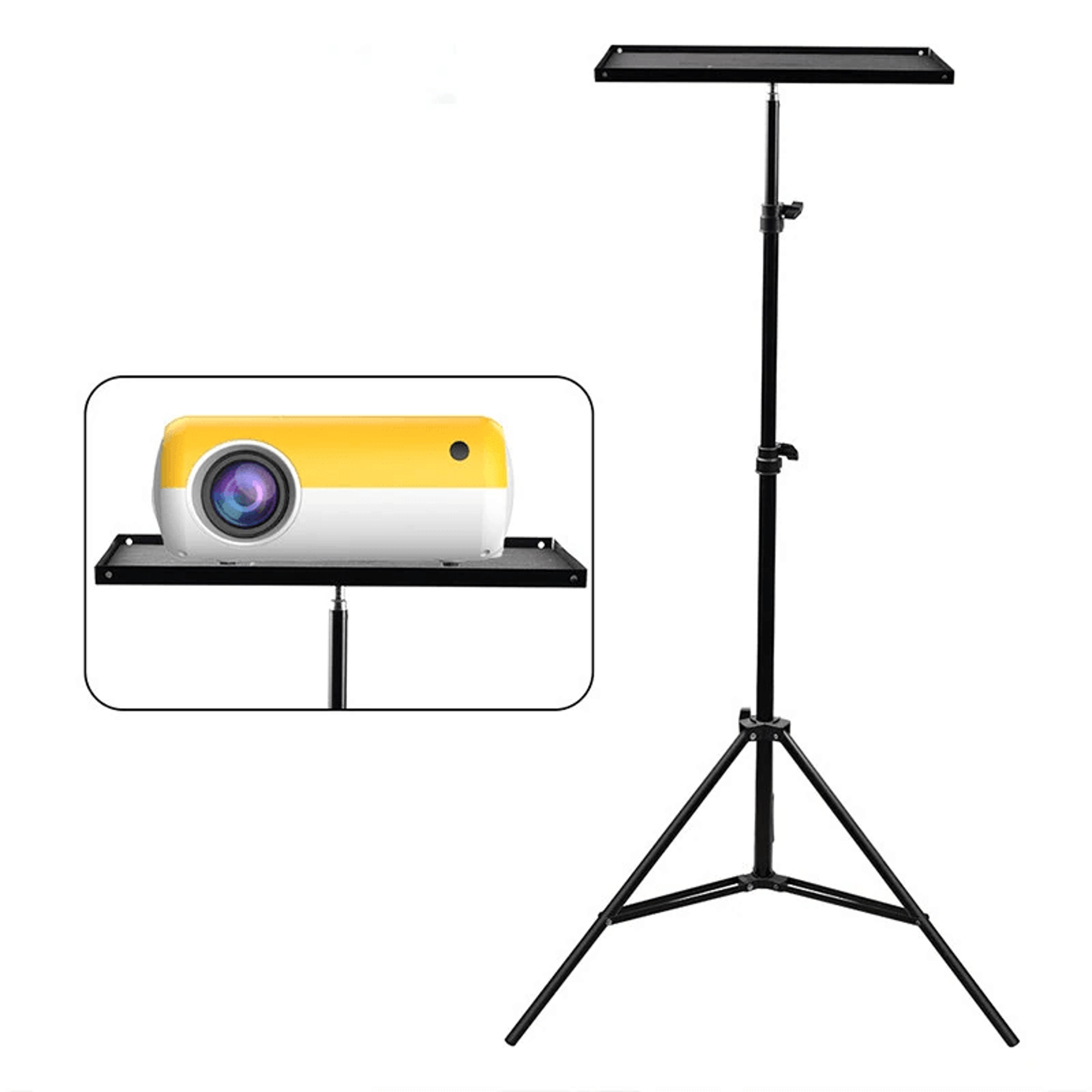 universal projector tripod stand with adjustable height and degree rotating tray