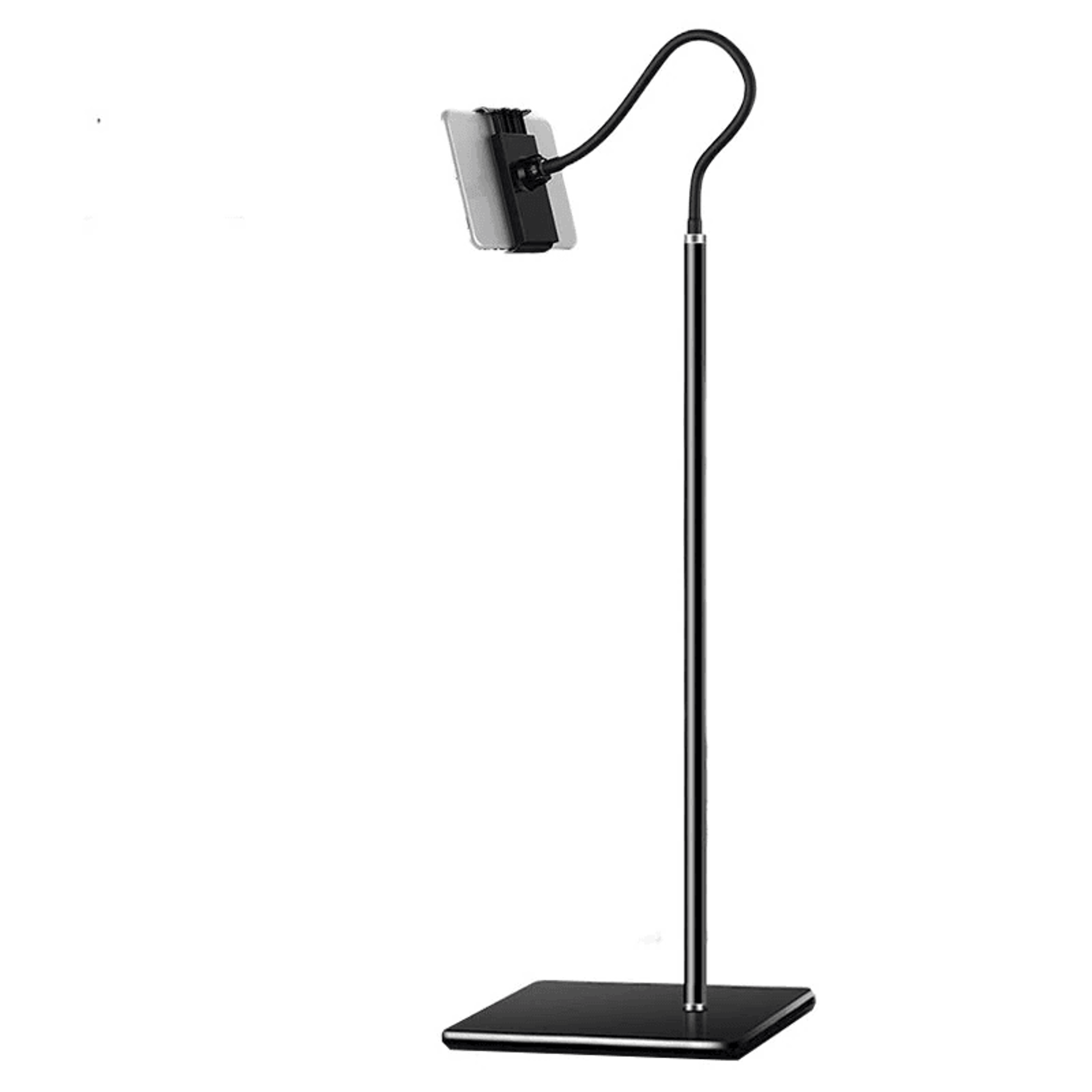 adjustable floor phone tablet stand with flexible arm and heavy duty metal base