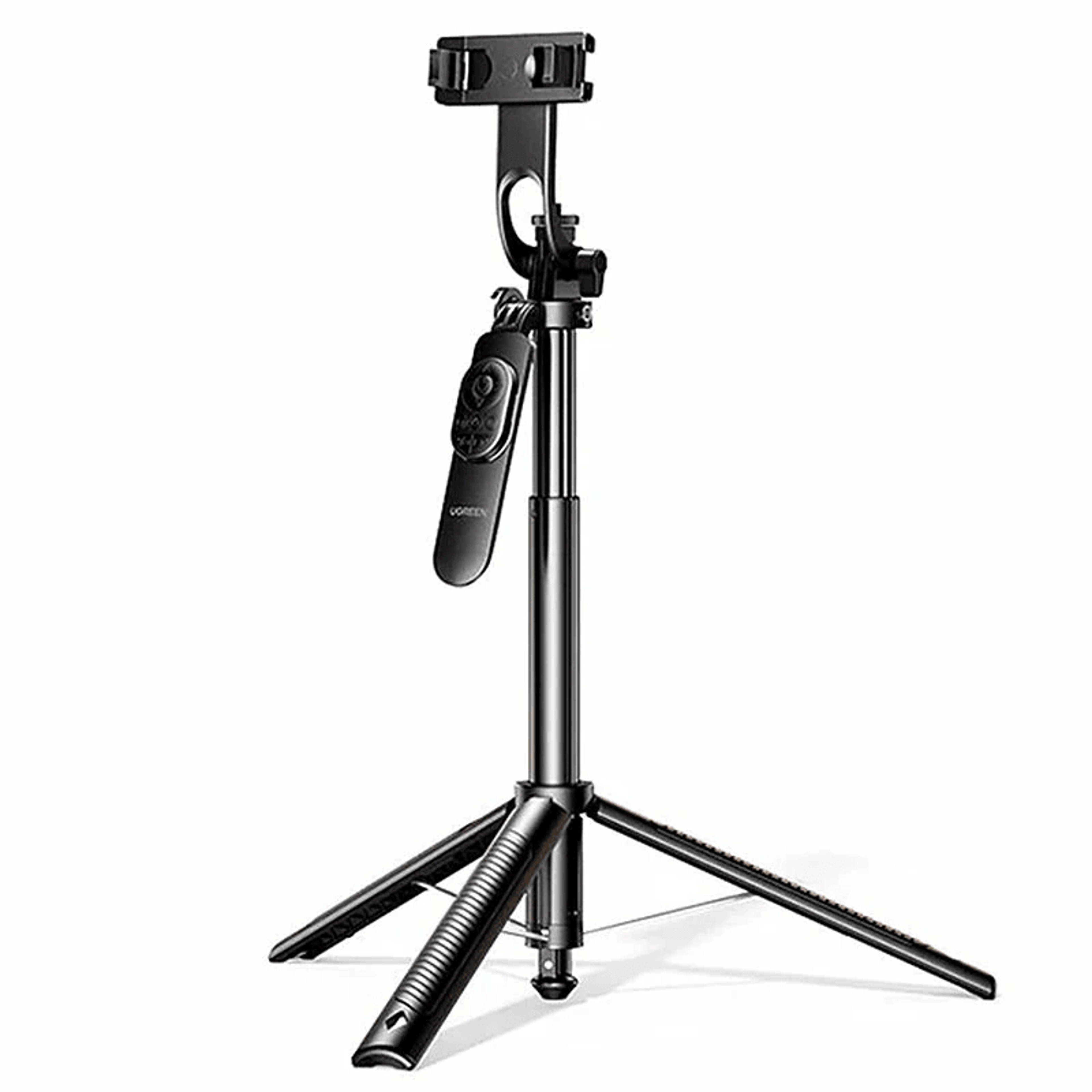 automatic tripod selfie stick with bluetooth remote and degree phone mount