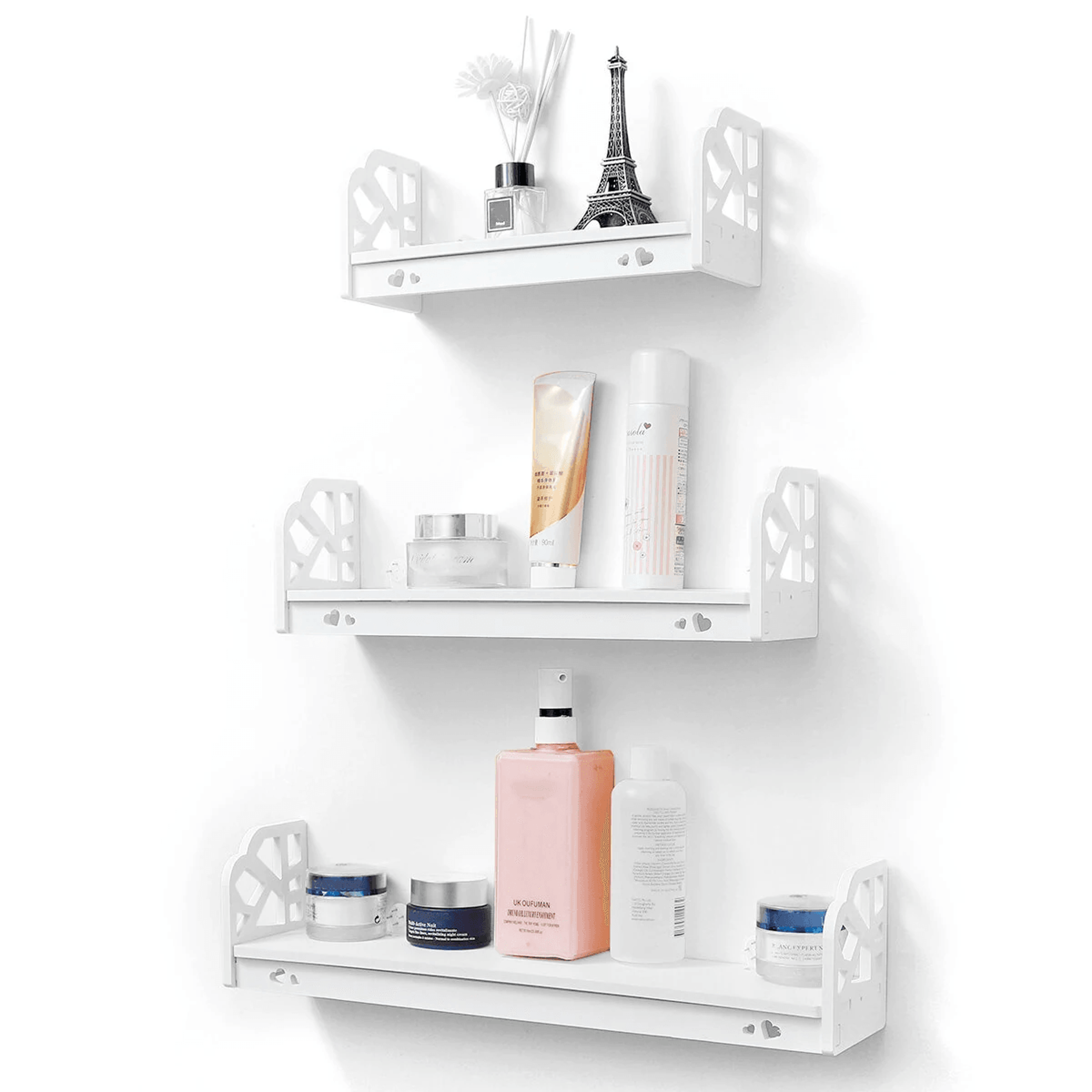 modern wall mounted shelf set decorative pvc storage rack for home office