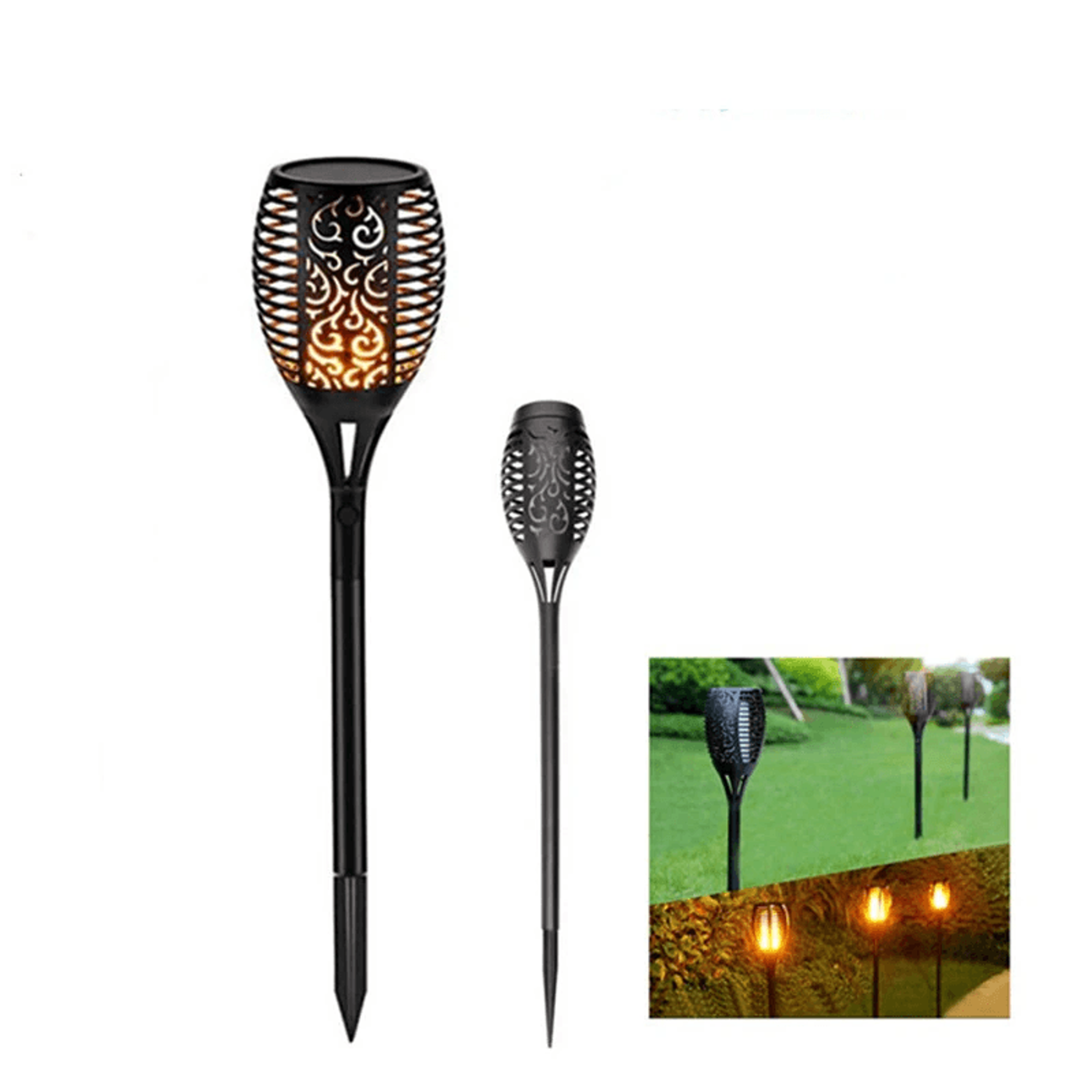 solar garden light waterproof flickering flame torch for yard pathway decoration