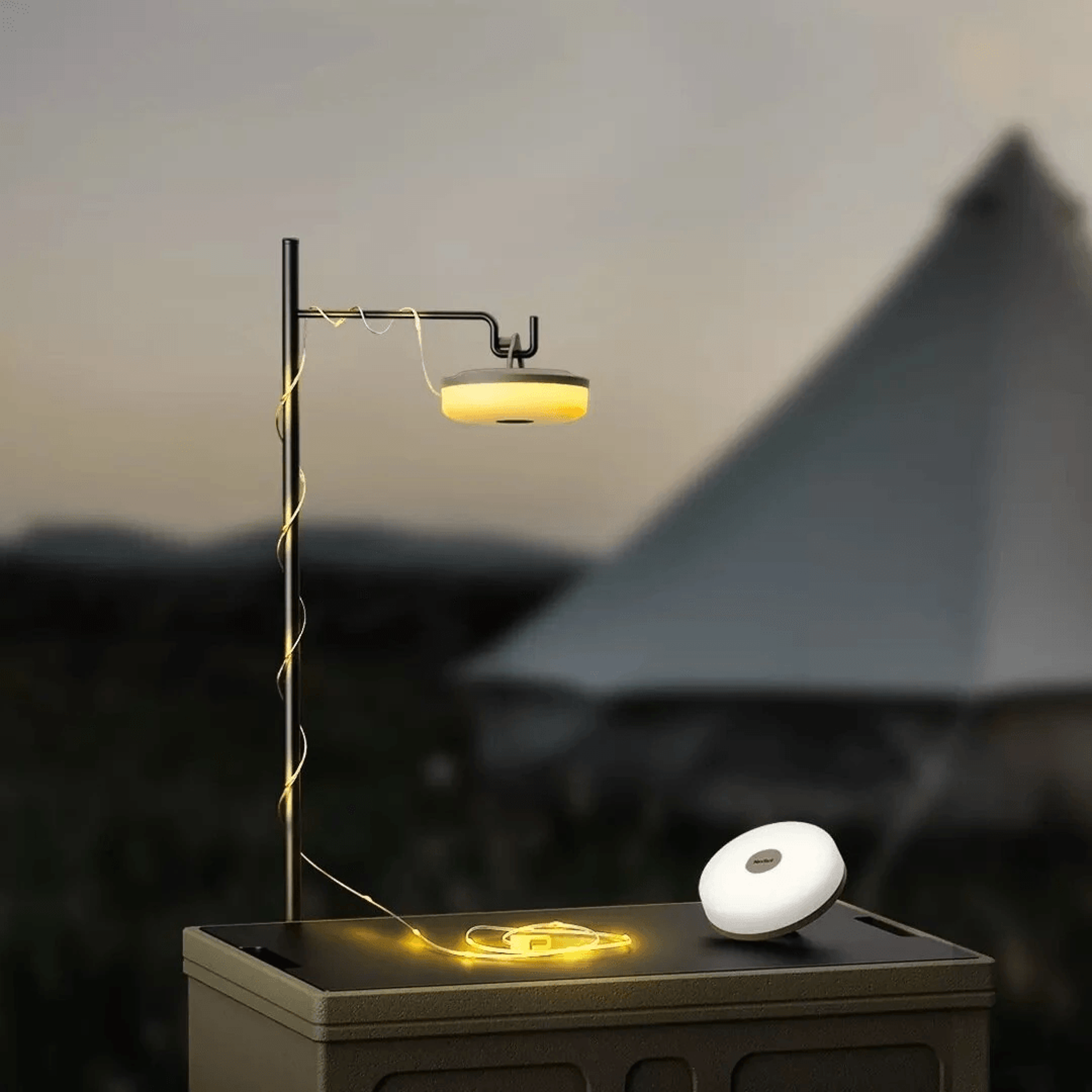 rechargeable led camping string lights with multi mode lantern
