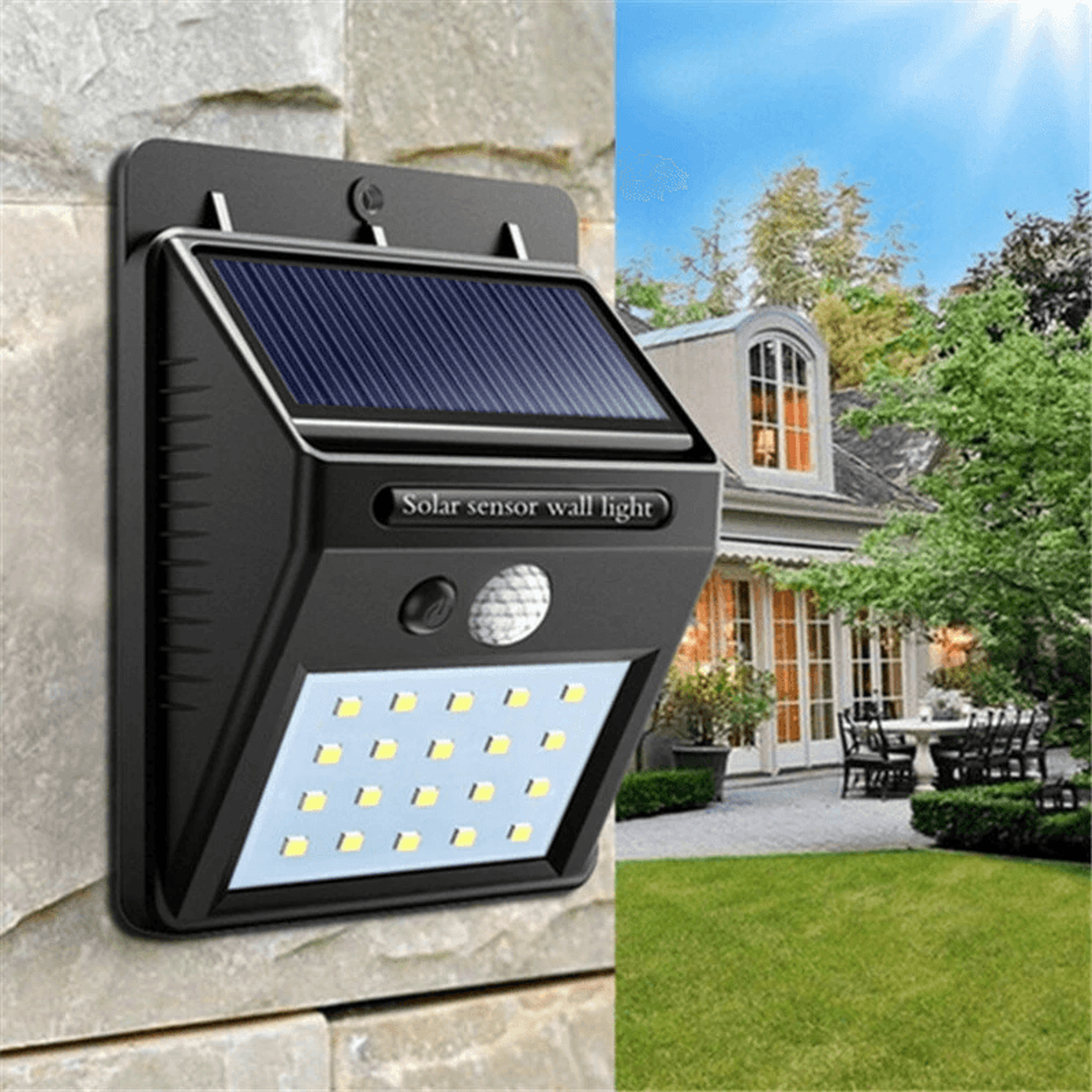 solar motion sensor wall light led waterproof outdoor security light