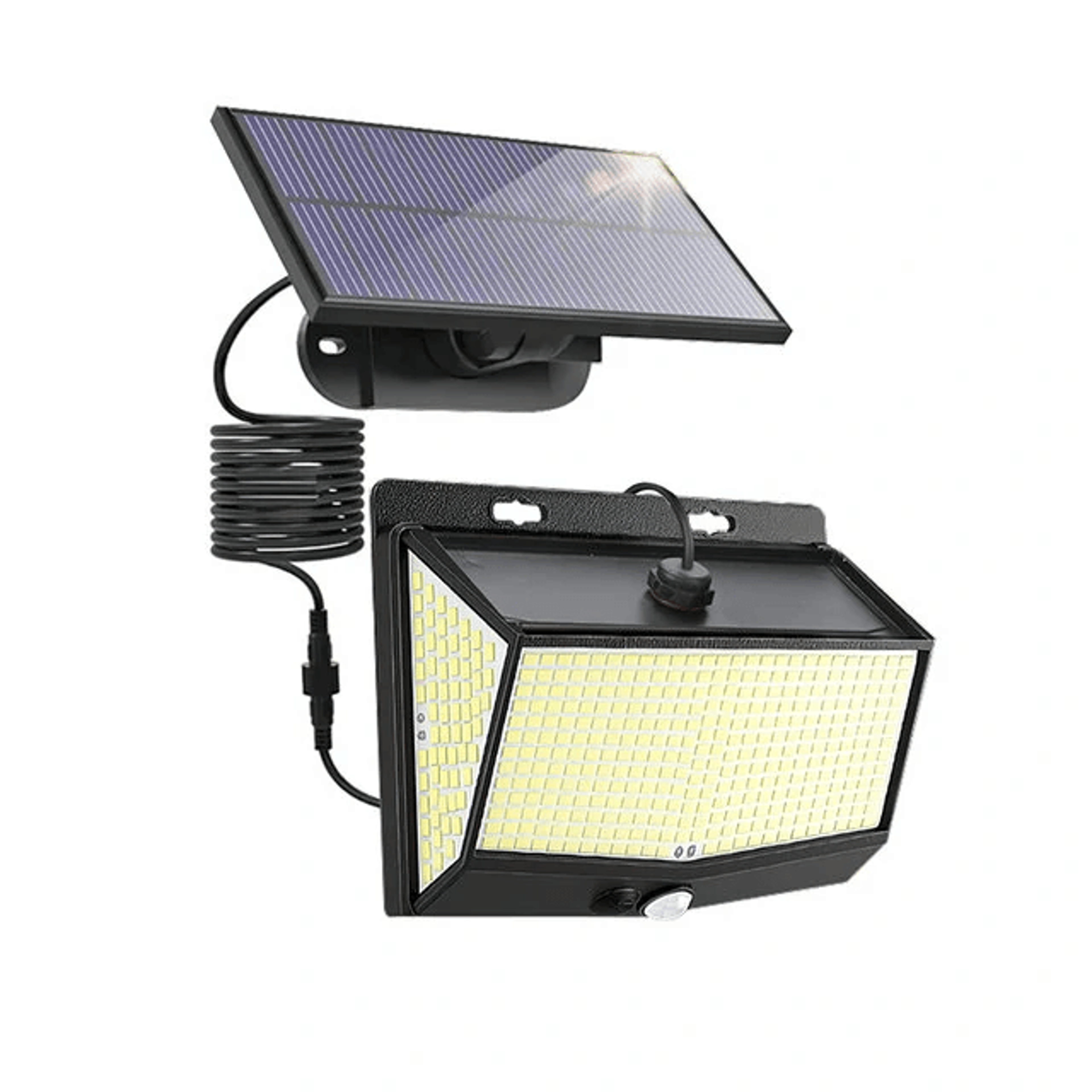 led solar motion sensor outdoor light with lighting modes and wide angle