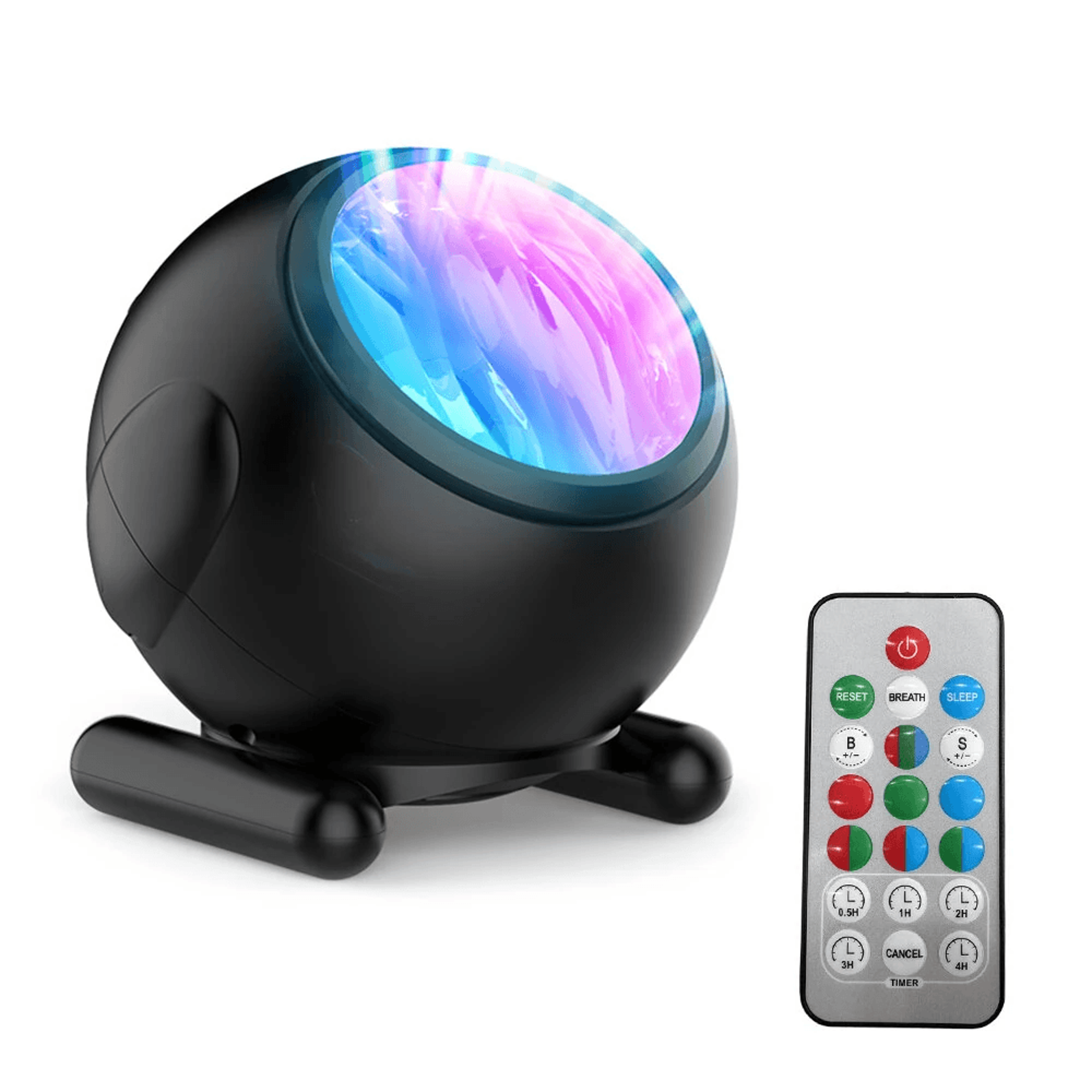 aurora lights projector rgb led night light with modes remote control timer and white noise