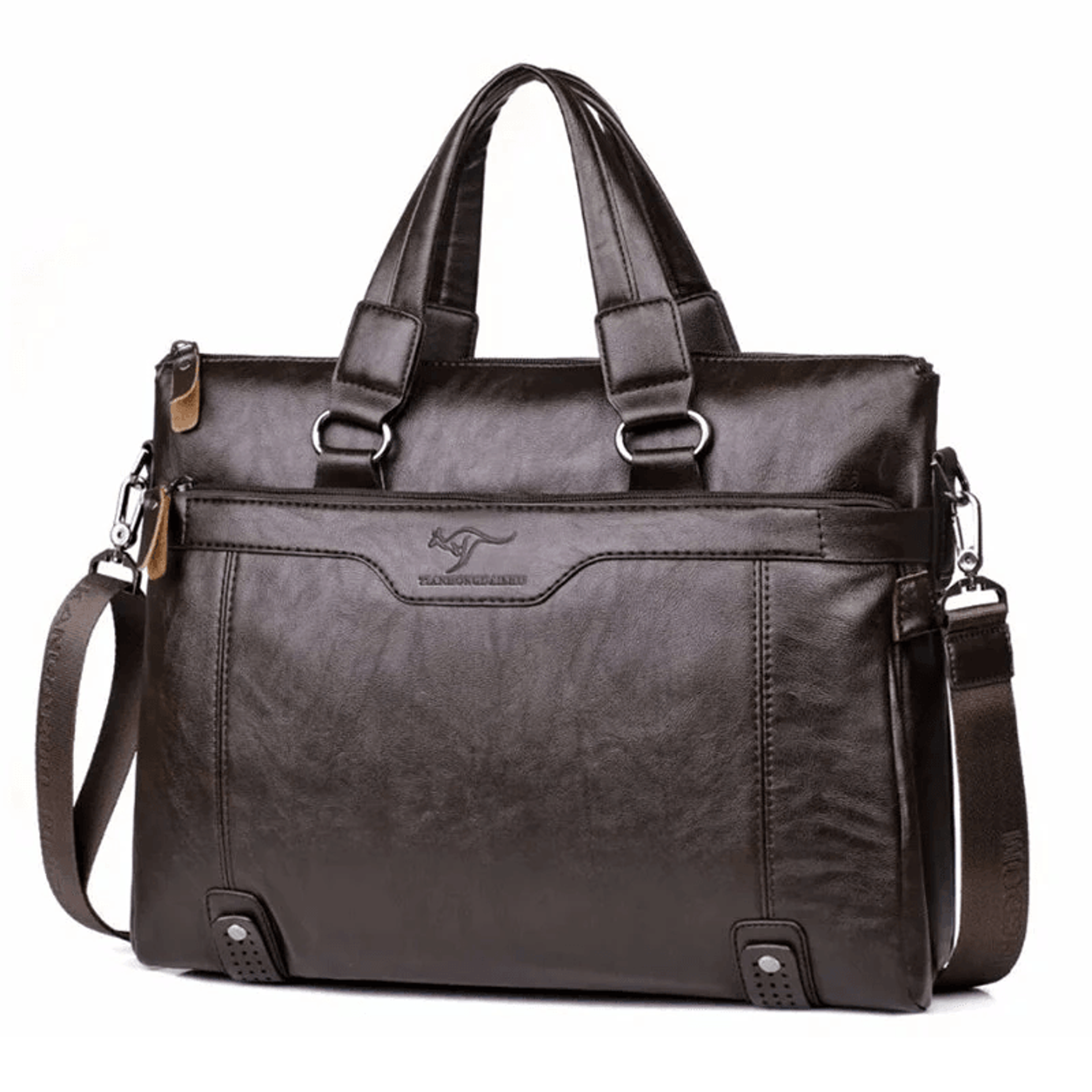 men's business briefcase laptop messenger bag with large capacity pu leather design