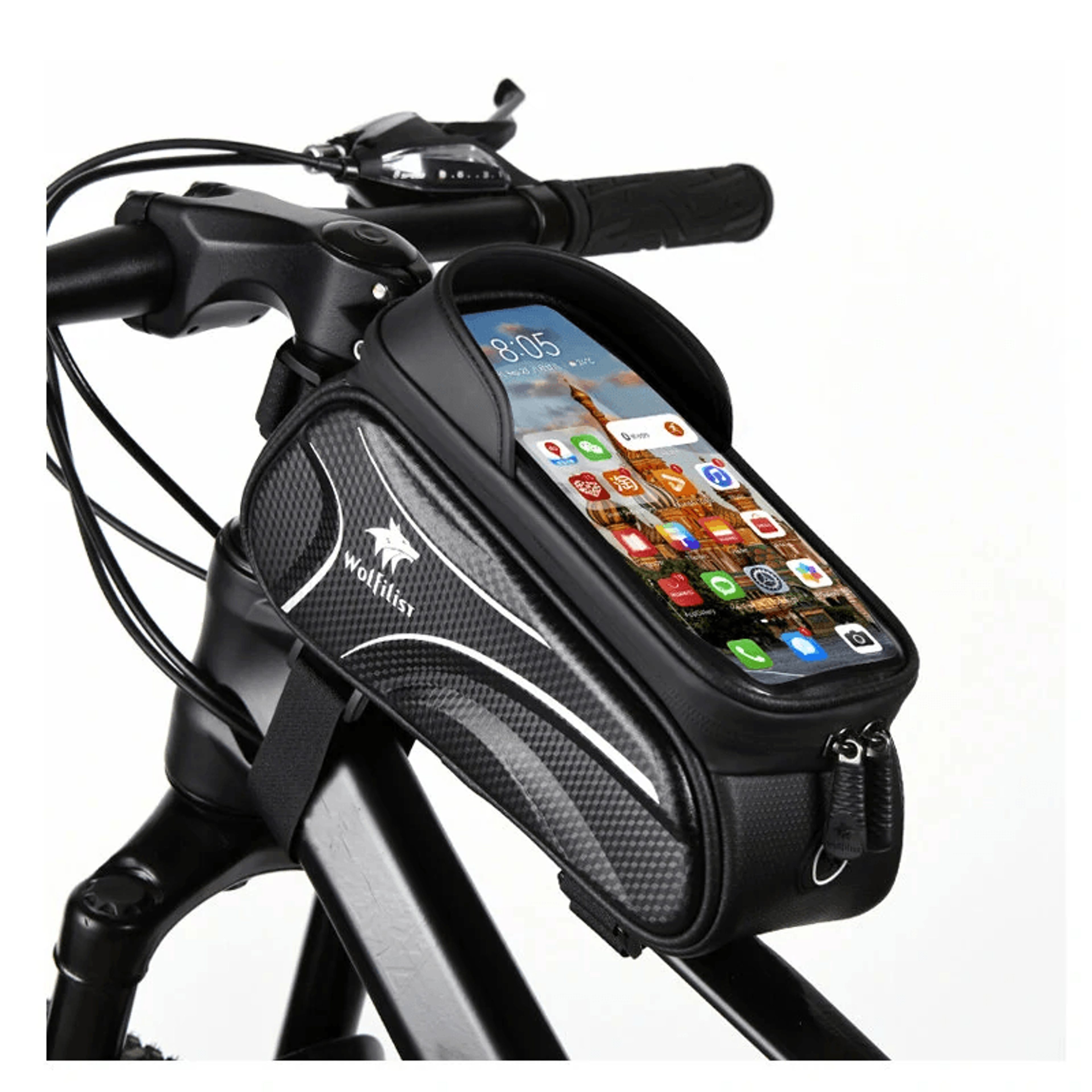 hardshell bicycle bag waterproof bike phone holder bag with rain cover