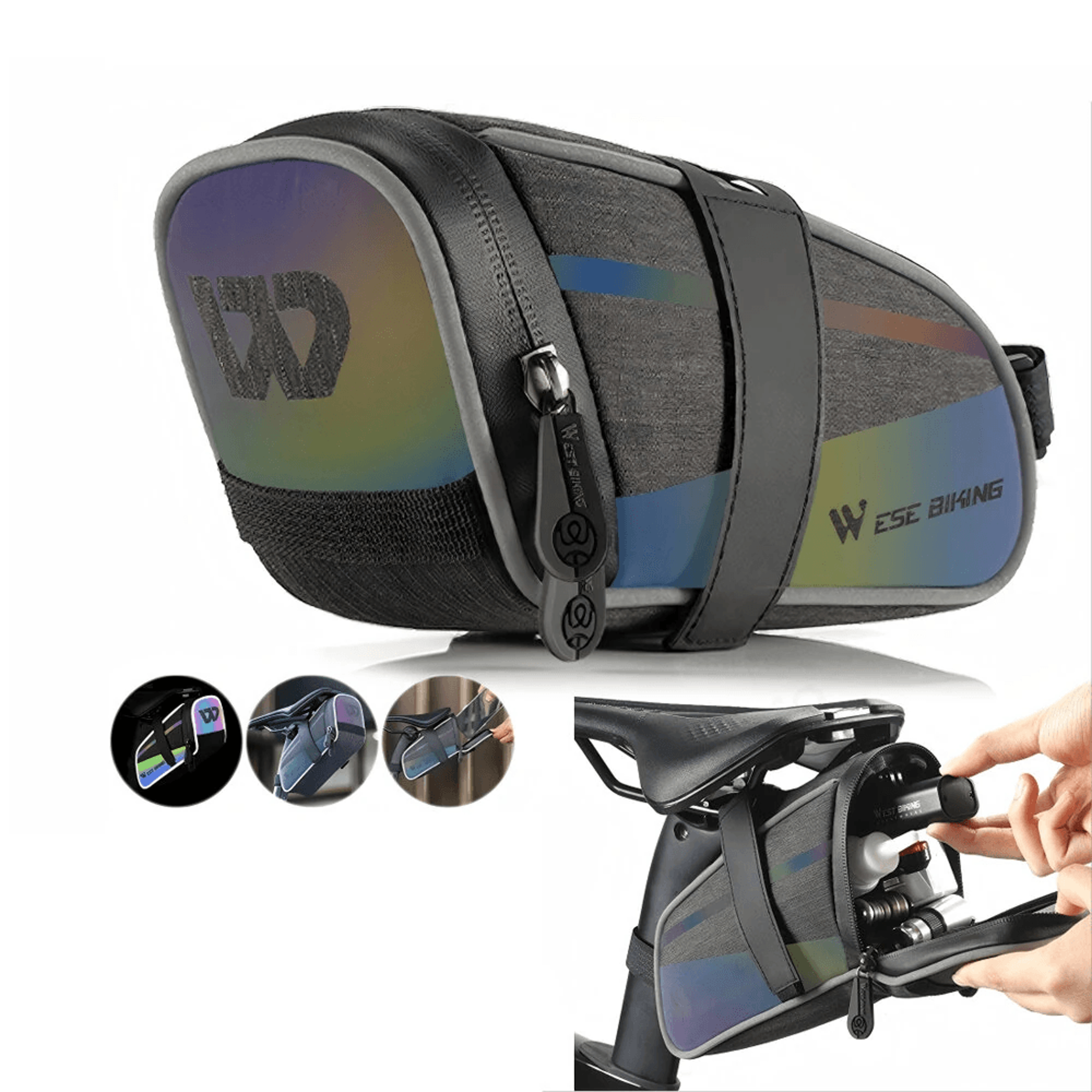 waterproof bicycle saddle bag reflective cycling tool storage bag