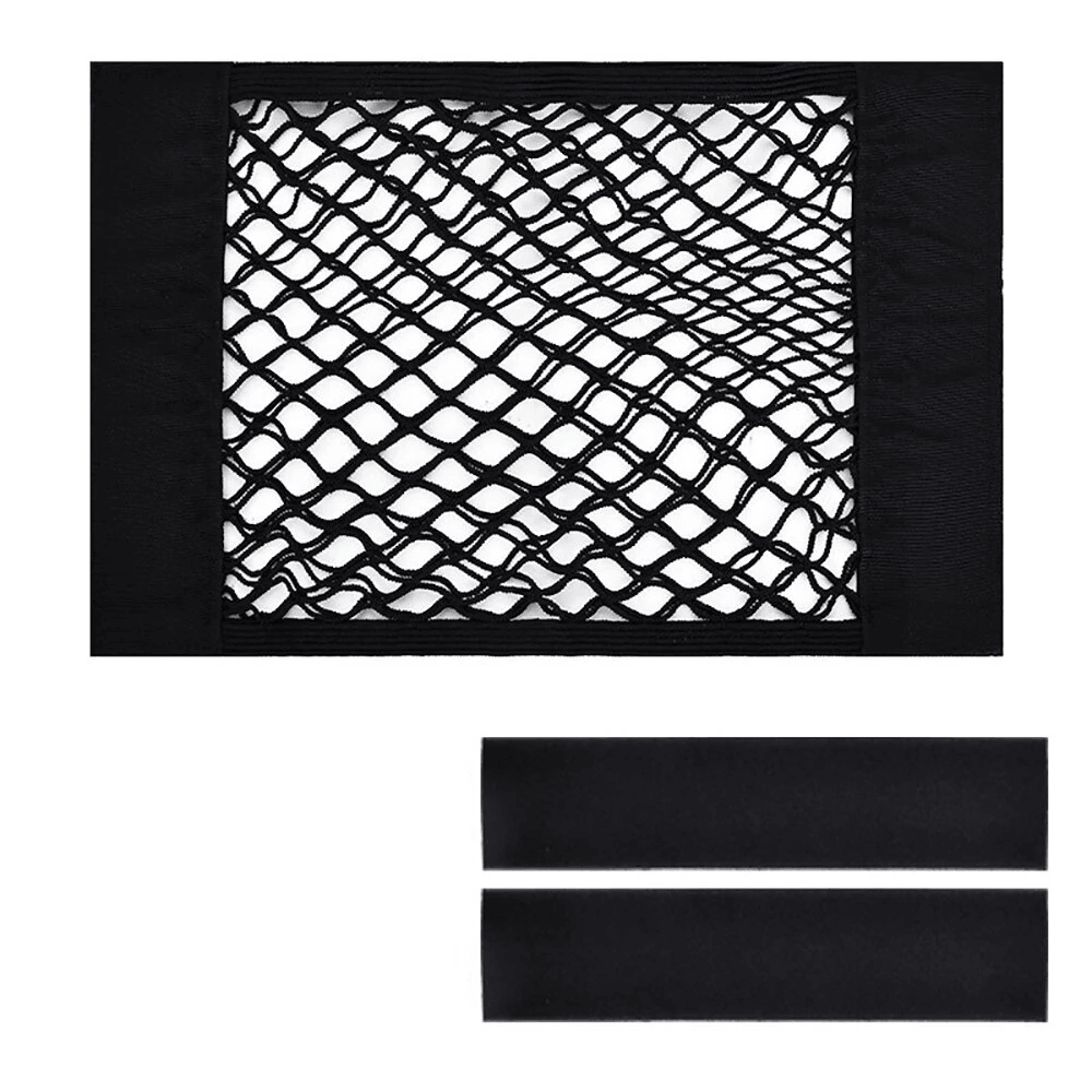 car trunk organizer double layer elastic mesh storage bag with sticky straps