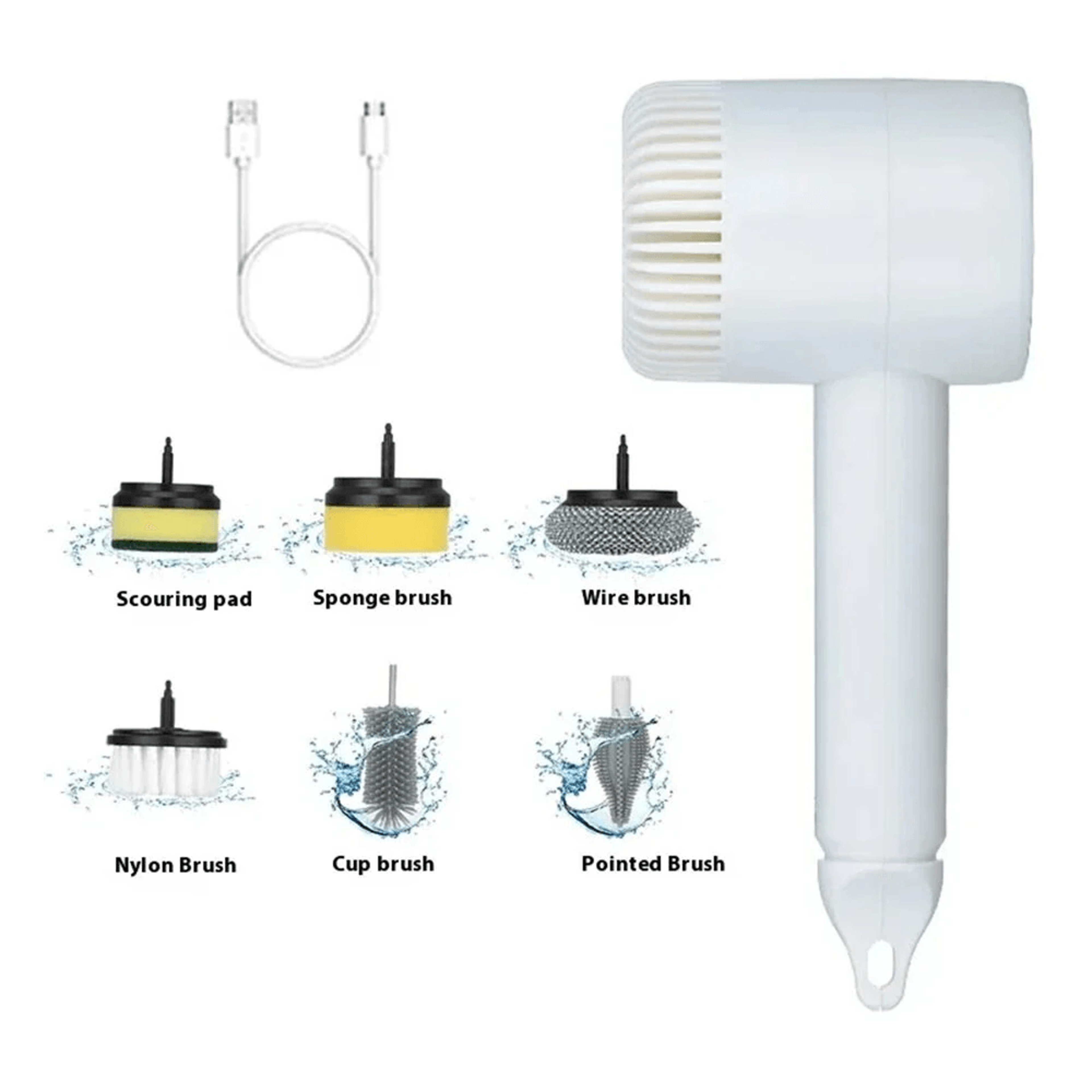 rechargeable electric cleaning brush with brush heads and usb charging