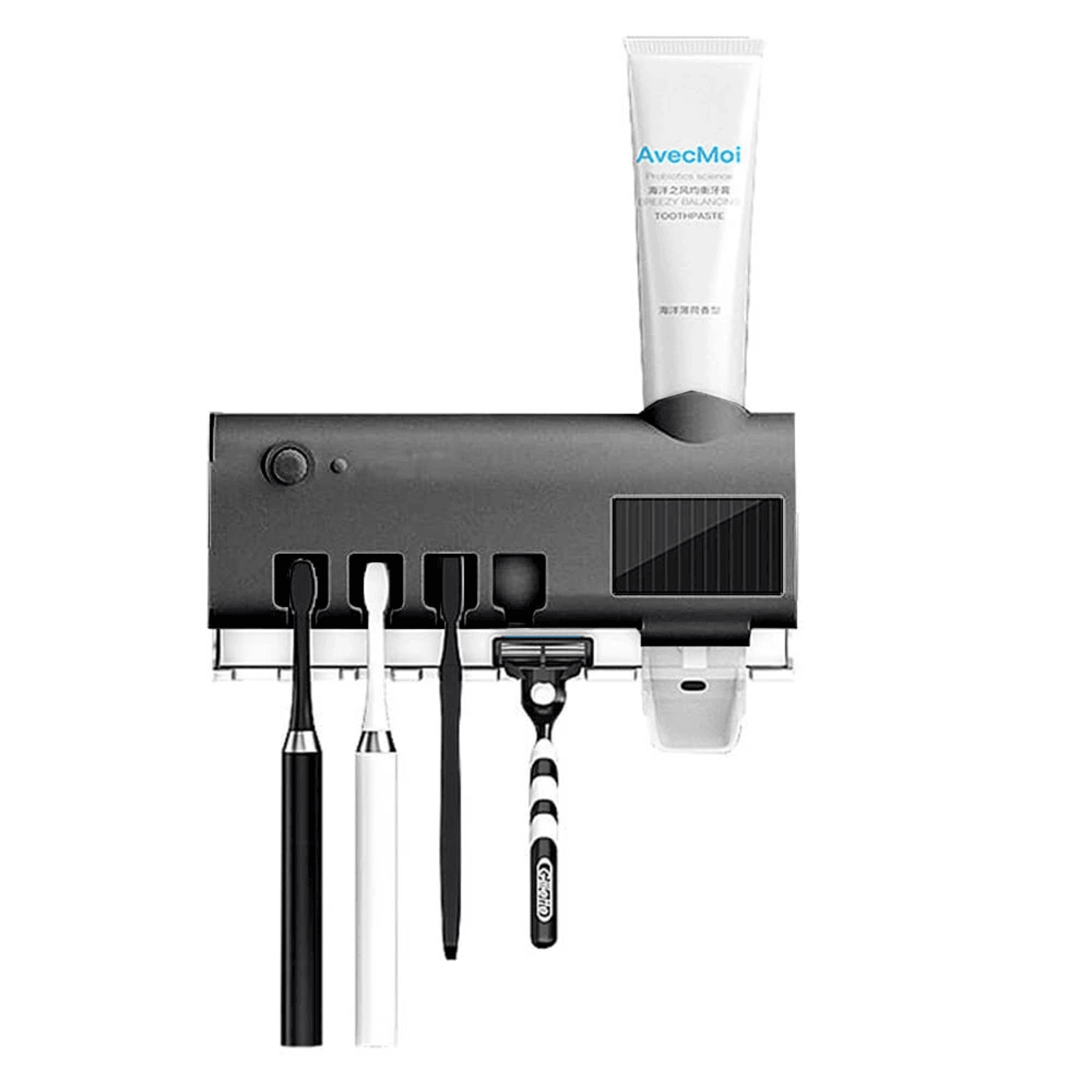 rechargeable toothbrush holder with usb charging and toothpaste squeezer