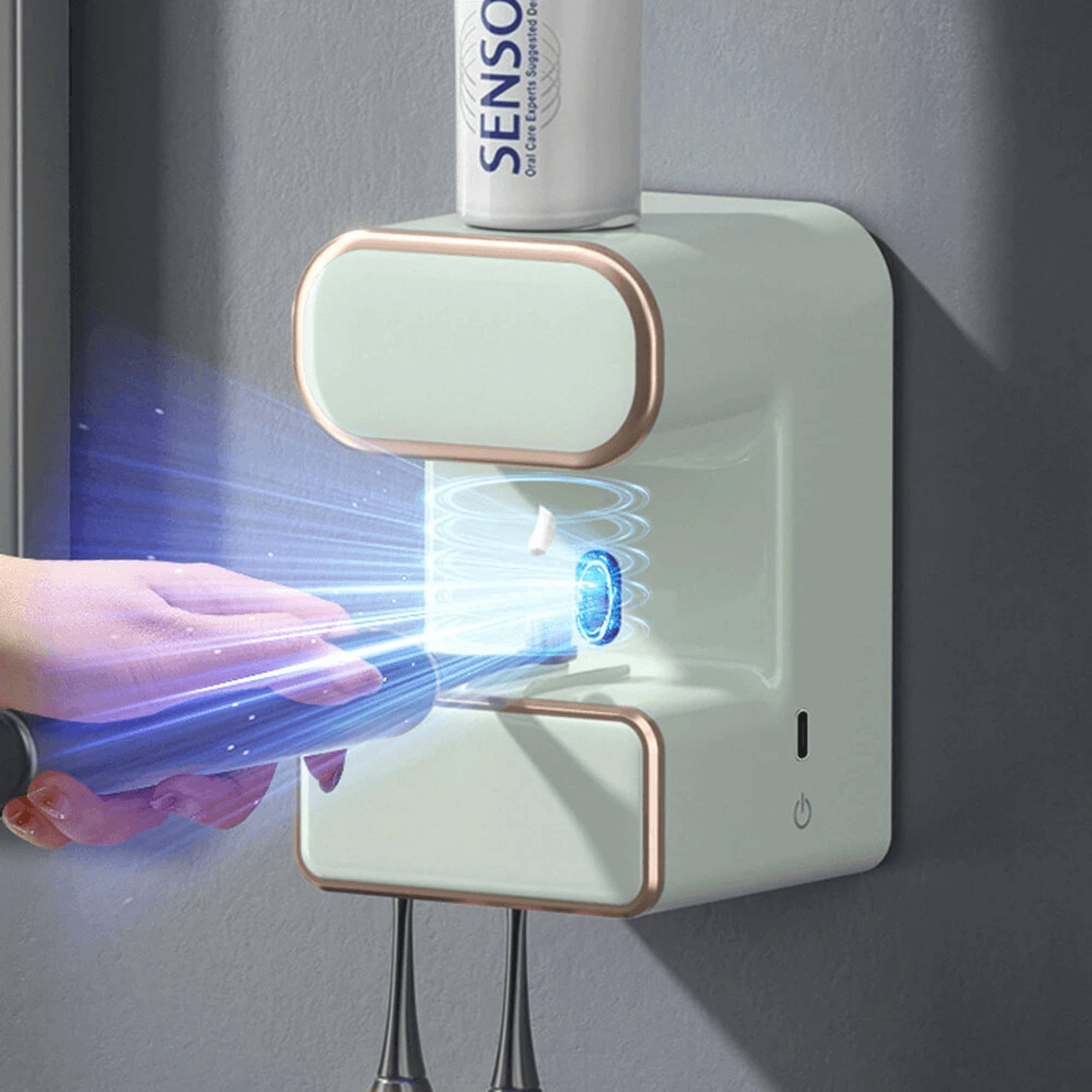 automatic toothpaste dispenser wall mounted no drill toothbrush holder type c rechargeable