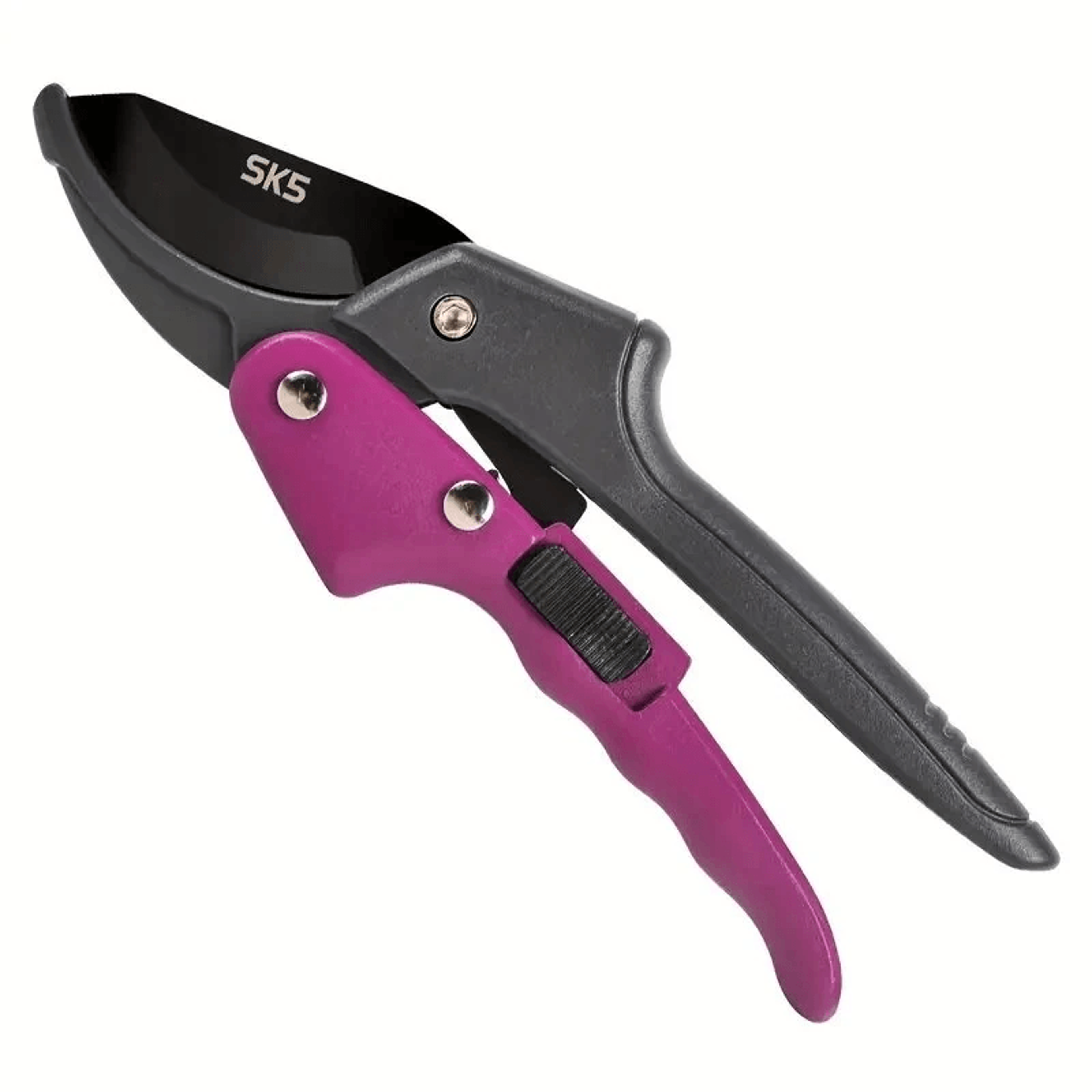stainless steel pruning shears with ambidextrous ergonomic grip