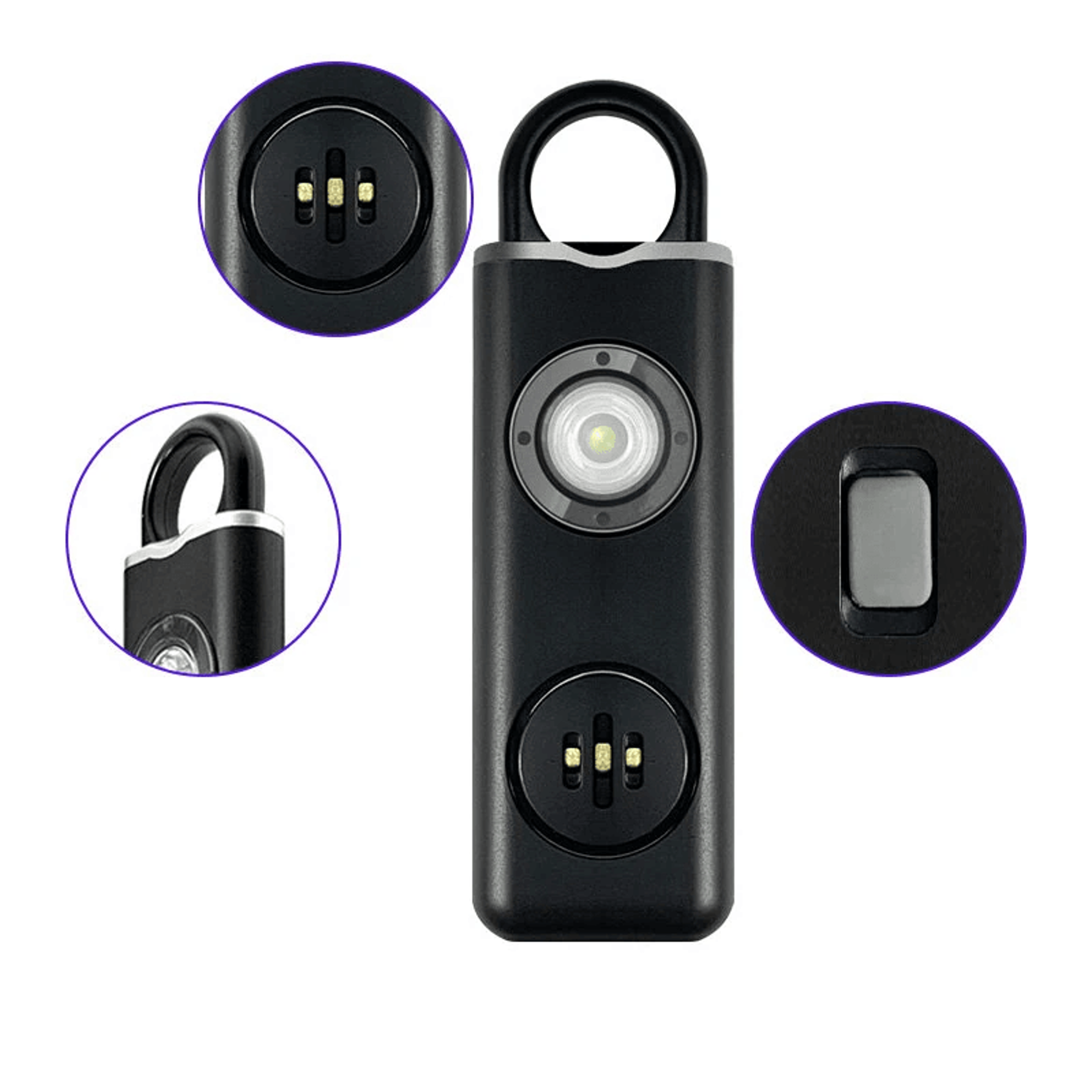 personal safety siren siren strobe key chain black