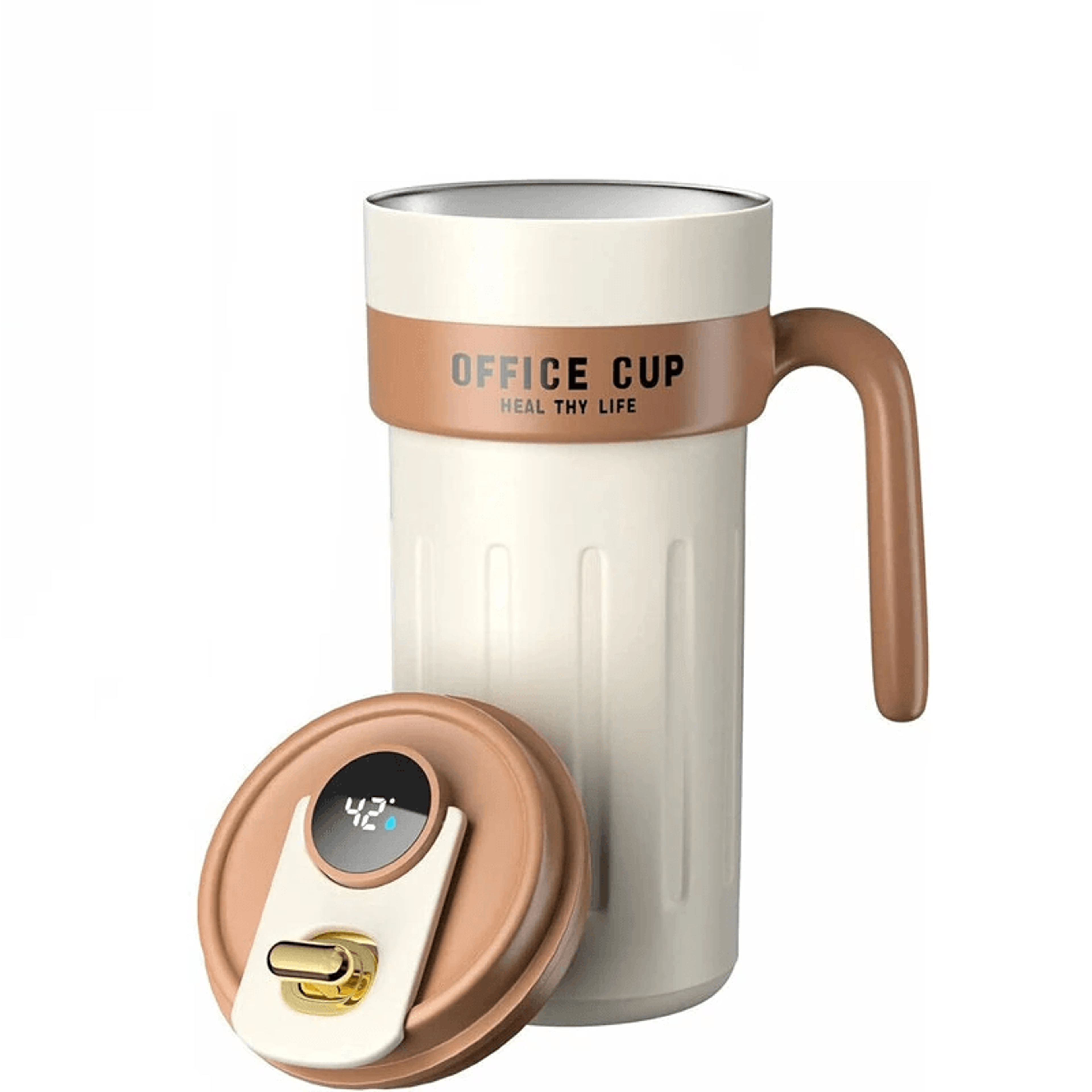 smart stainless steel insulation cup with led temperature display and handle