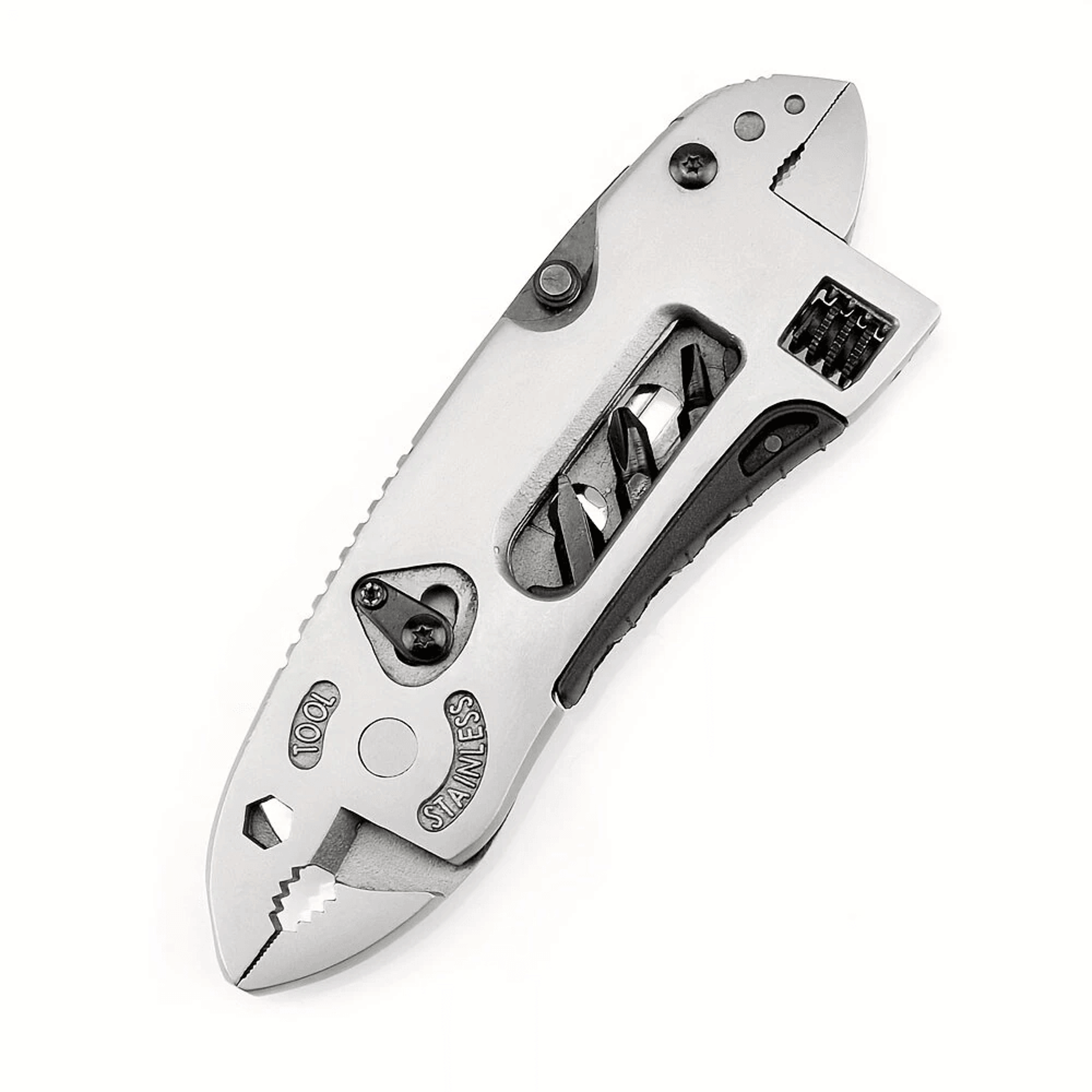 stainless steel multitool adjustable wrench pocket knife and saw