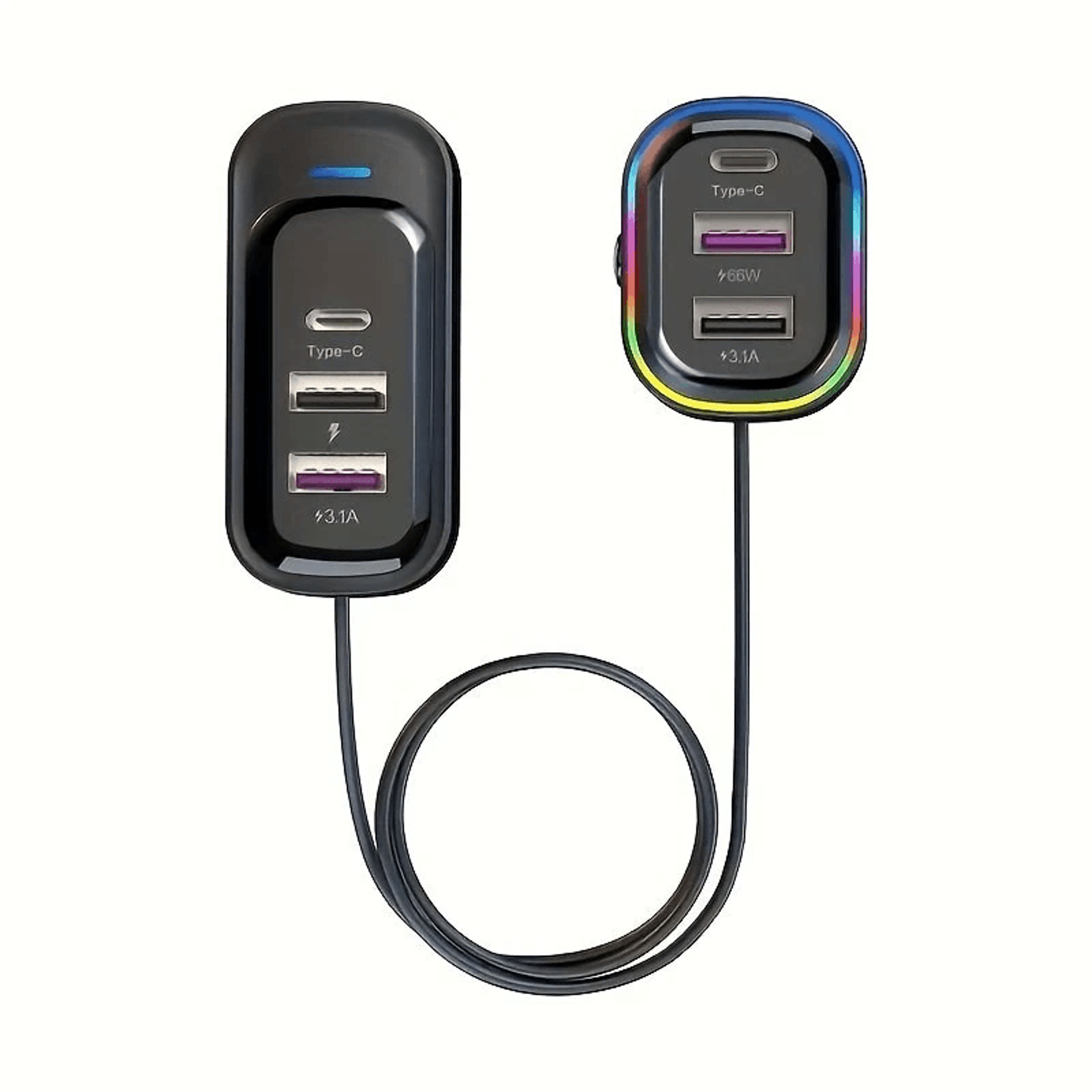 port car usb charger with front and rear charging units