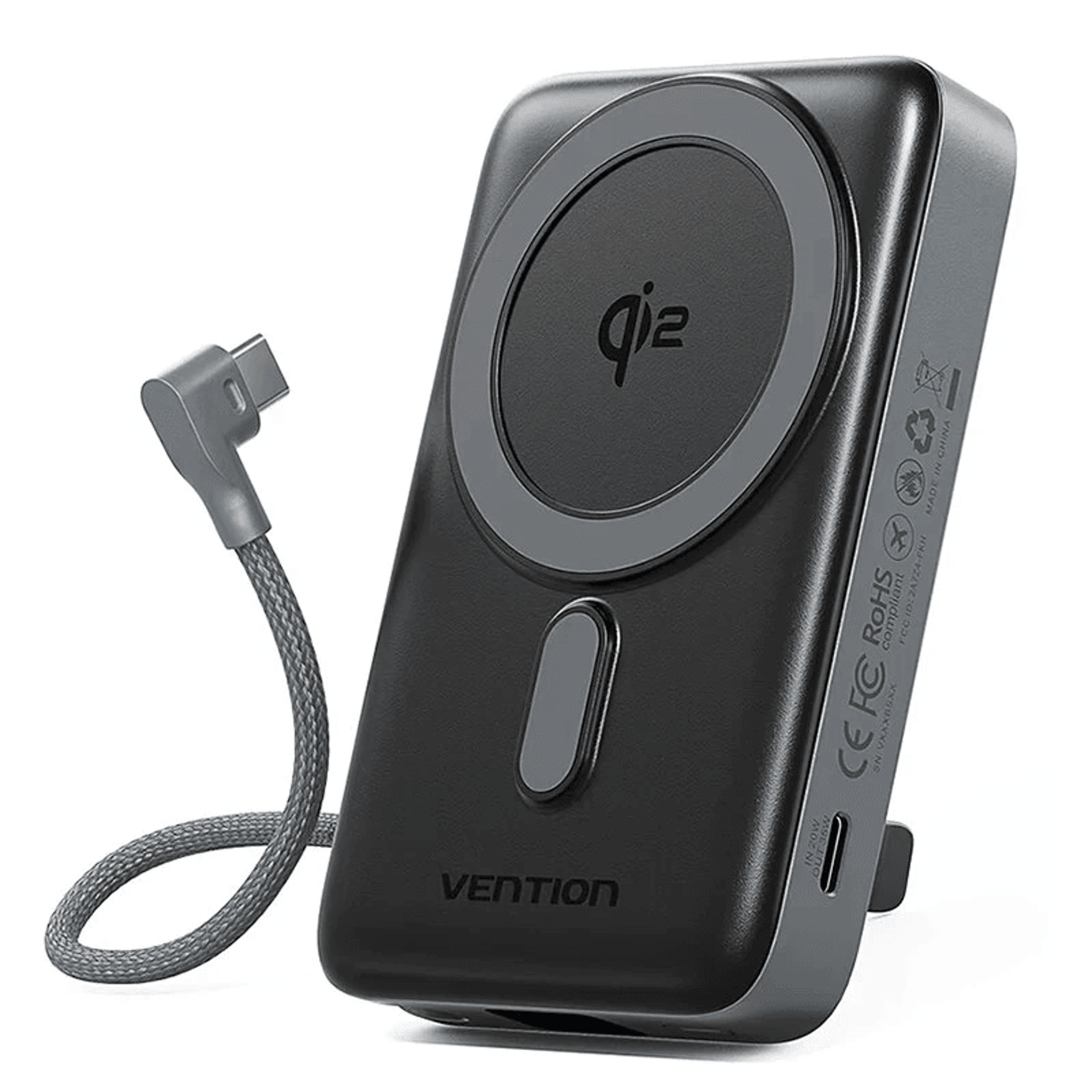 magnetic wireless power bank with fast charging and built in usb c cable