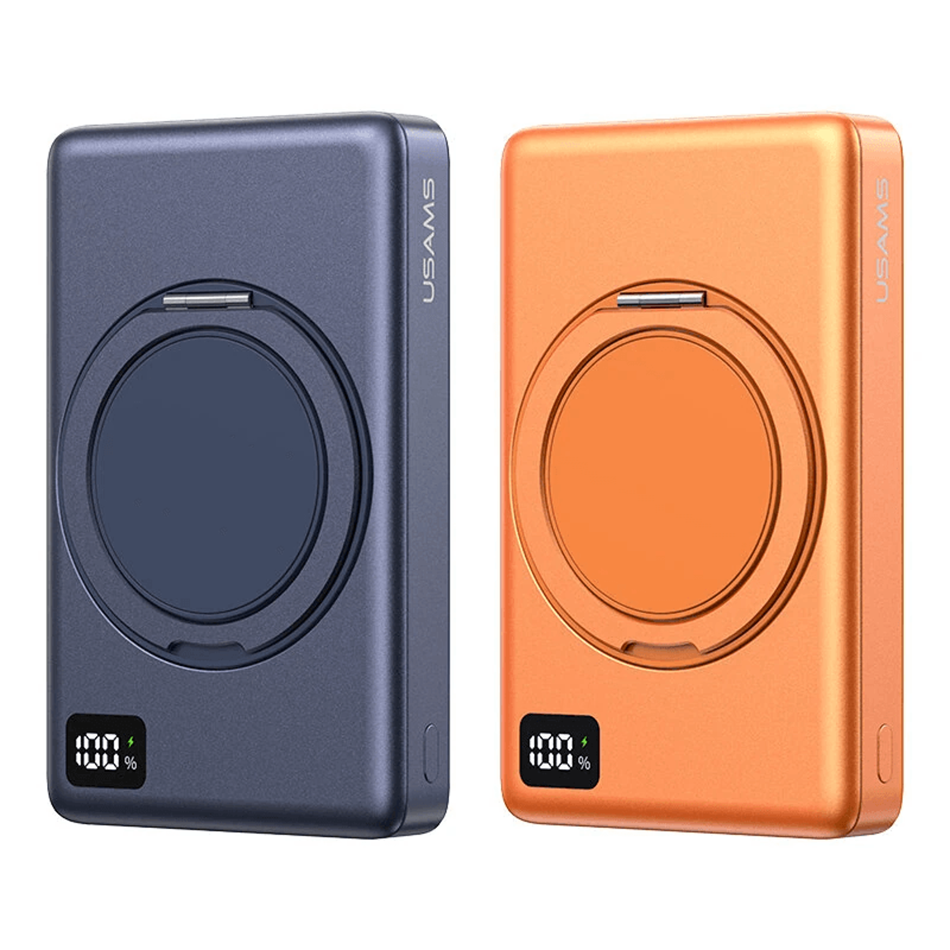 magnetic wireless power bank with degree rotating stand and digital display