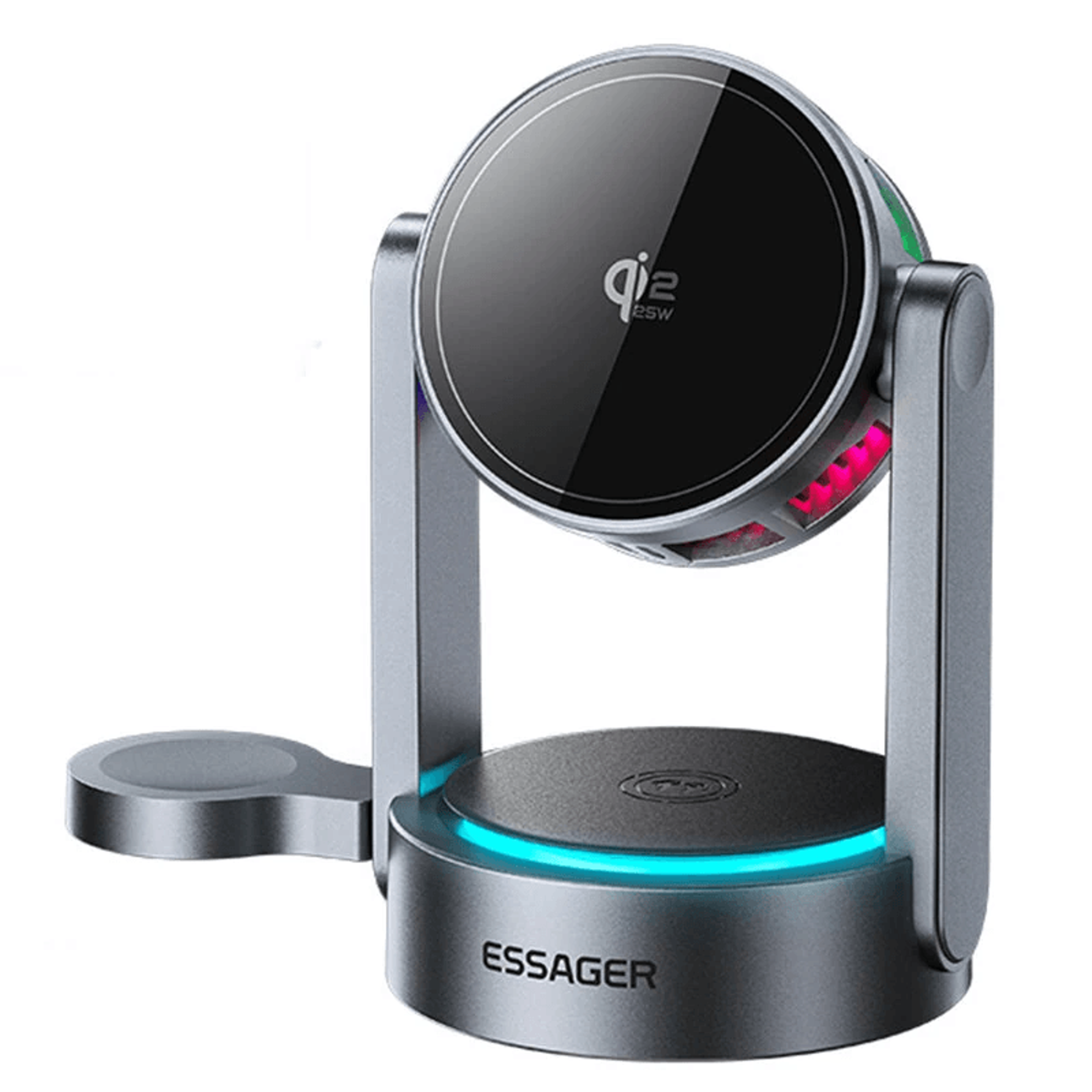 magnetic wireless charging stand with phone charging and active cooling