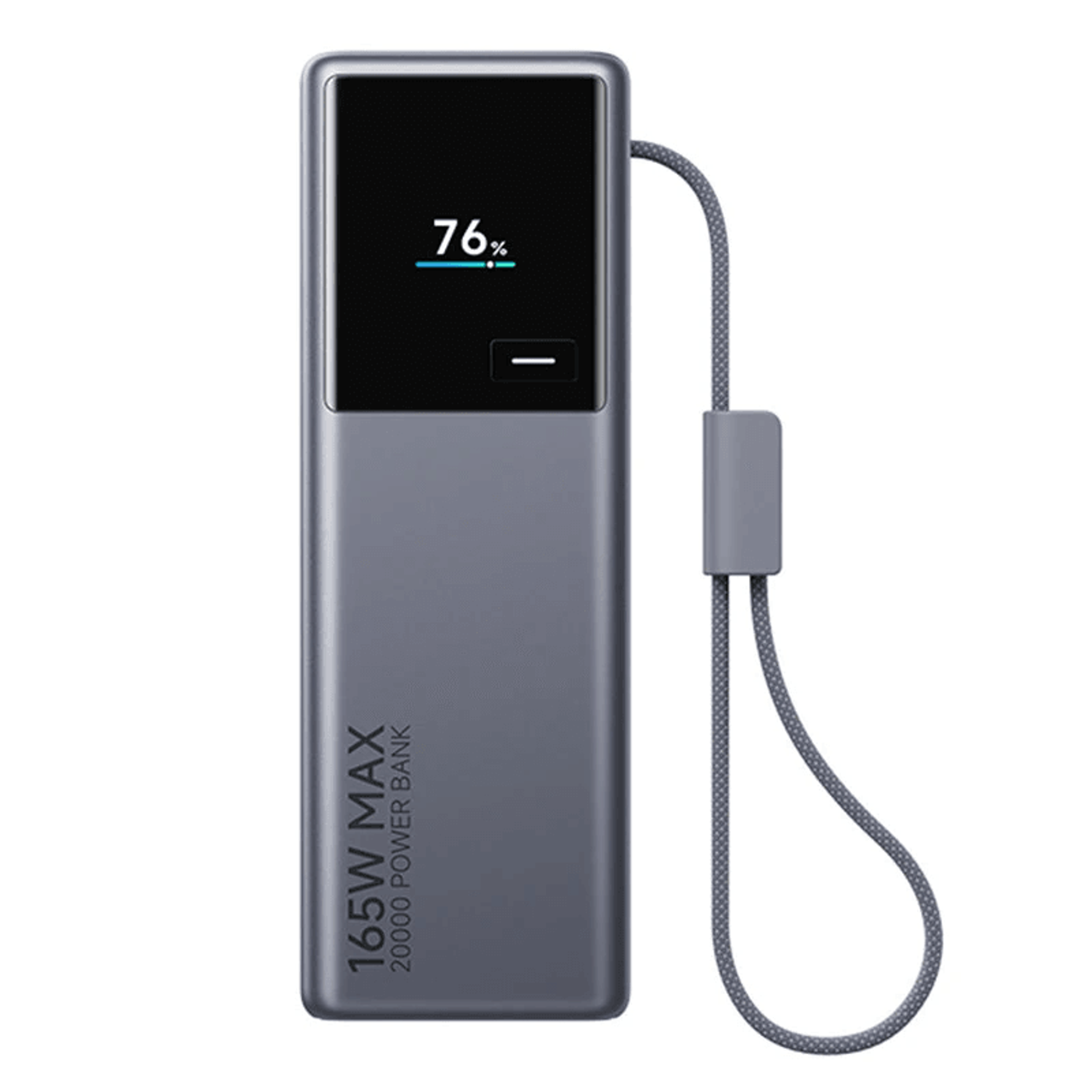 fast charging power bank with built in usb c cable and color display