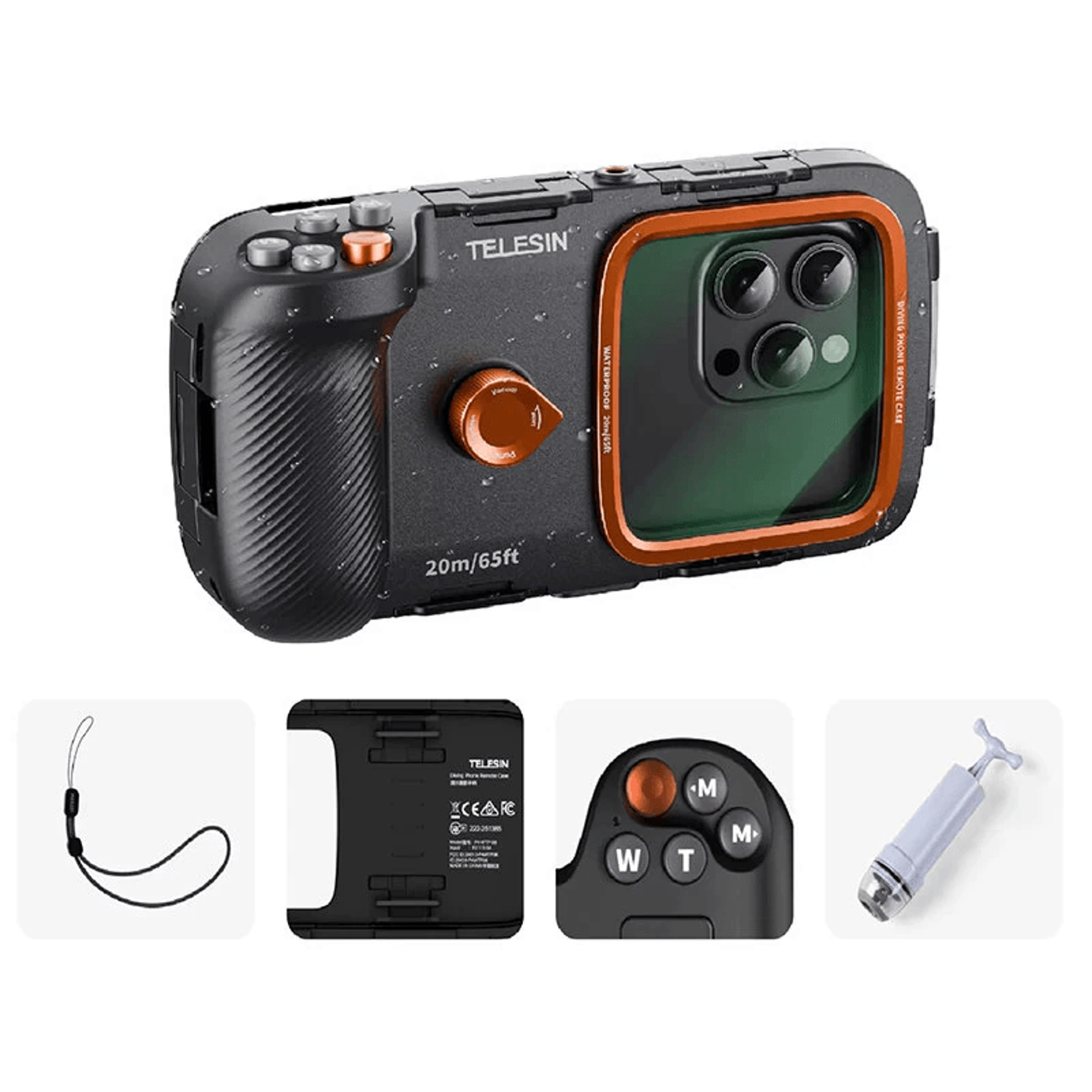 waterproof phone diving case with camera grip bluetooth control and anti fog vacuum system