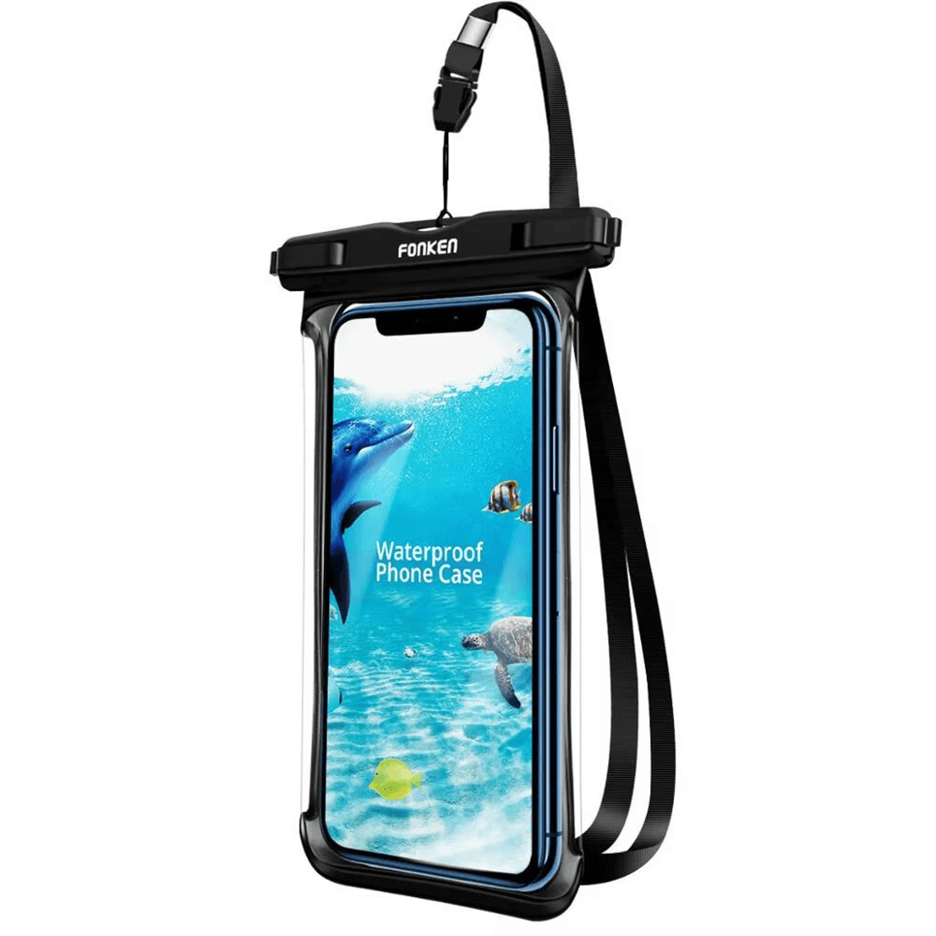 waterproof phone pouch with clear touch screen and lanyard for phones